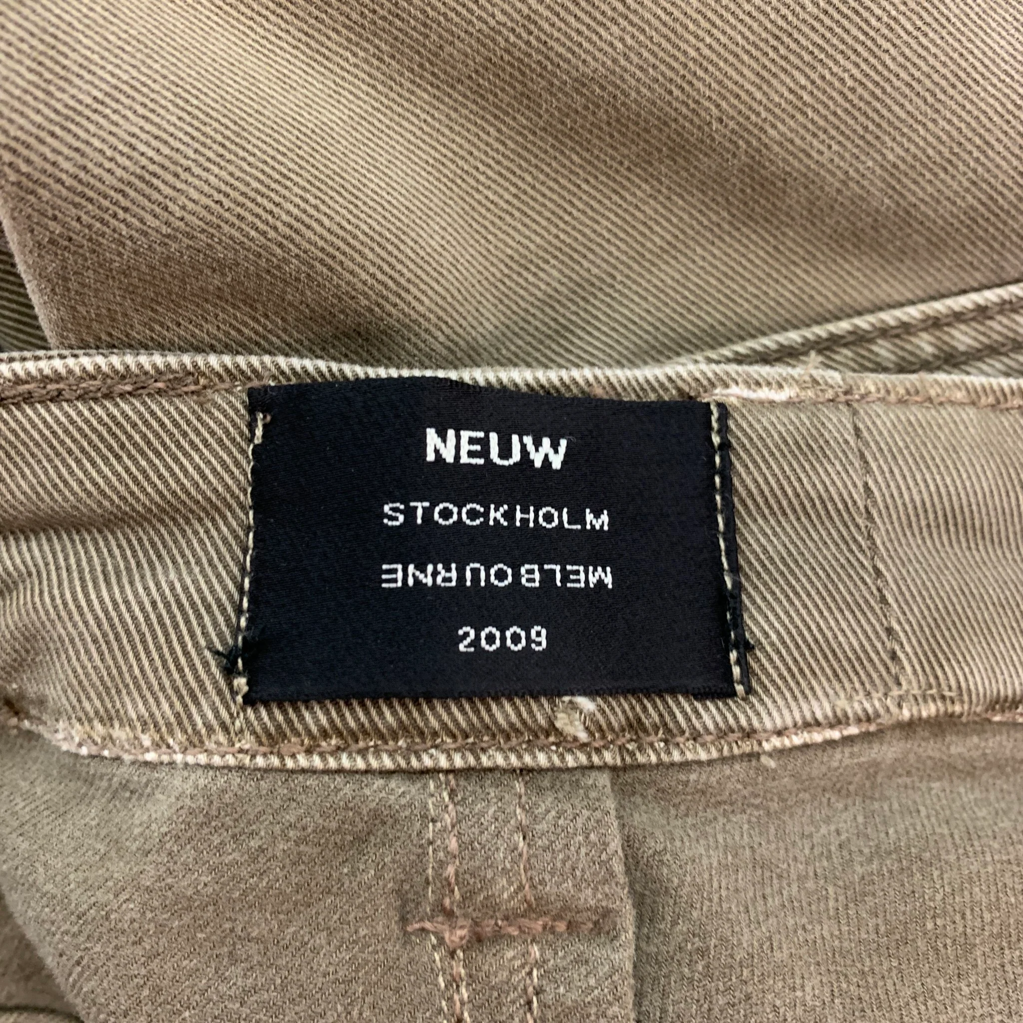 NEUW Size 32 Khaki Washed Cotton Slim Jeans - Image 4