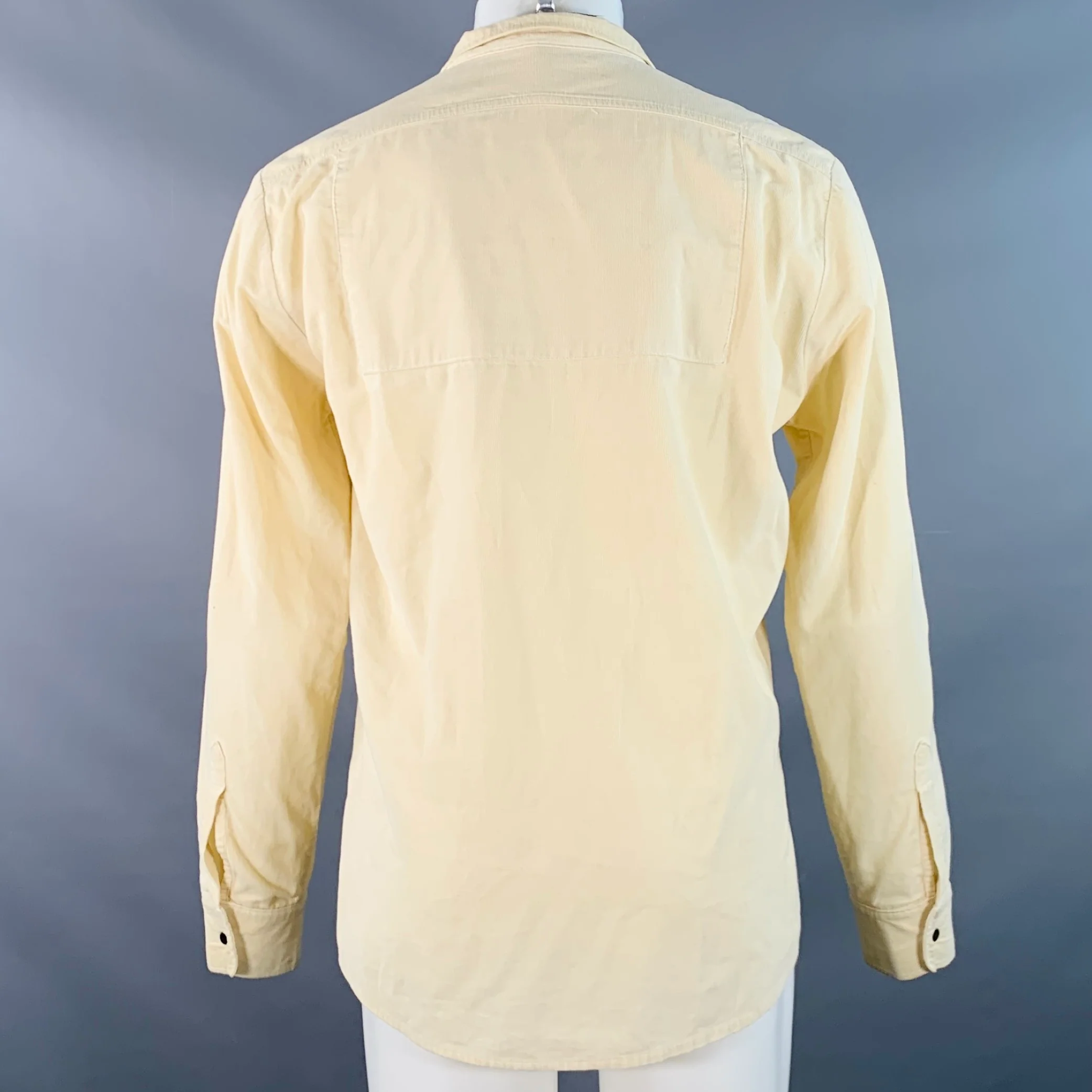 NICE COLLECTIVE Size M Cream Corduroy Cotton Two Pockets Snaps Long Sleeve Shirt - Image 4