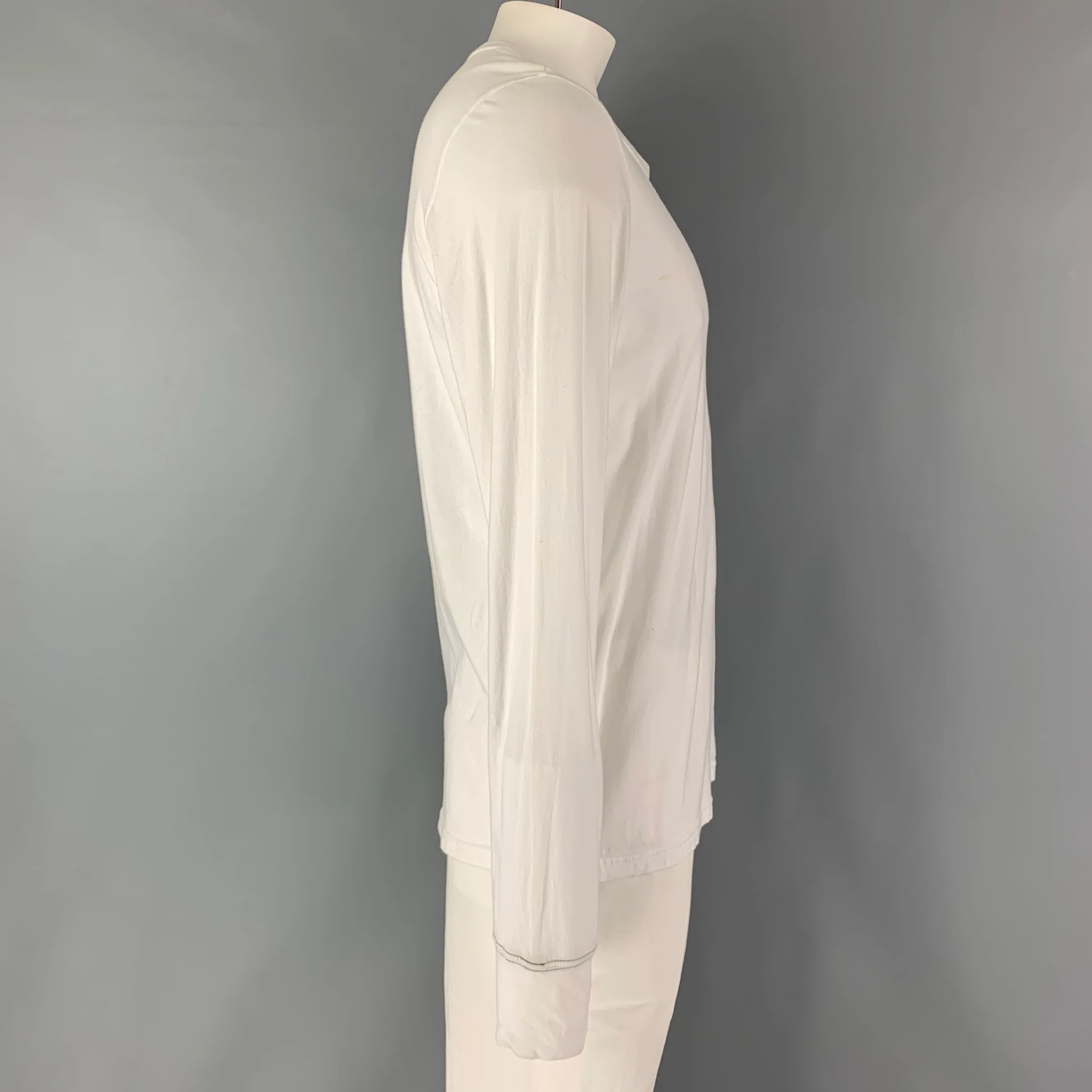 NICE COLLECTIVE Size XL White Solid Cotton Crew-Neck T-shirt - Image 2