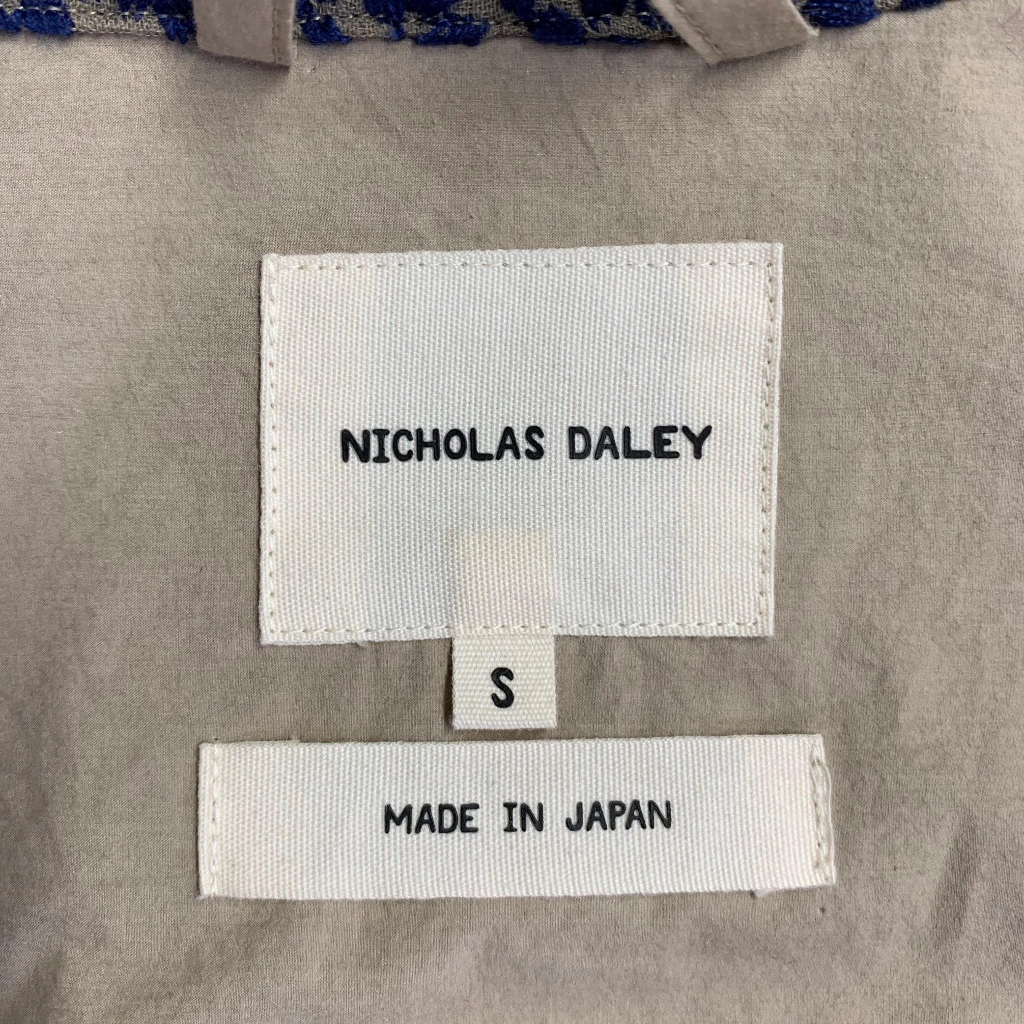 NICHOLAS DALEY Size S Khaki Navy Embroidery Cotton Polyester Long Sleeve Shirt - Image 5
