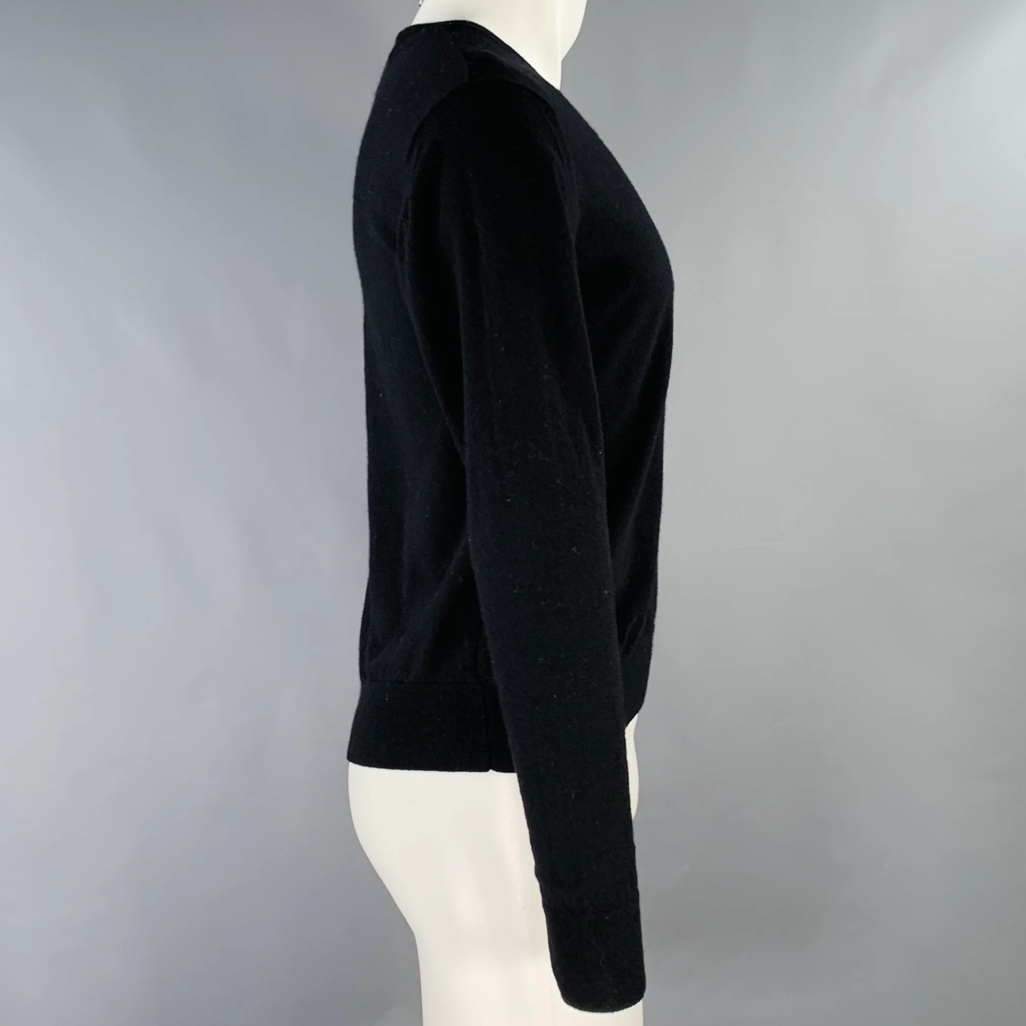NICOLE FARHI Size S Black Wool Blend Knit Crew Neck Pullover - Image 2