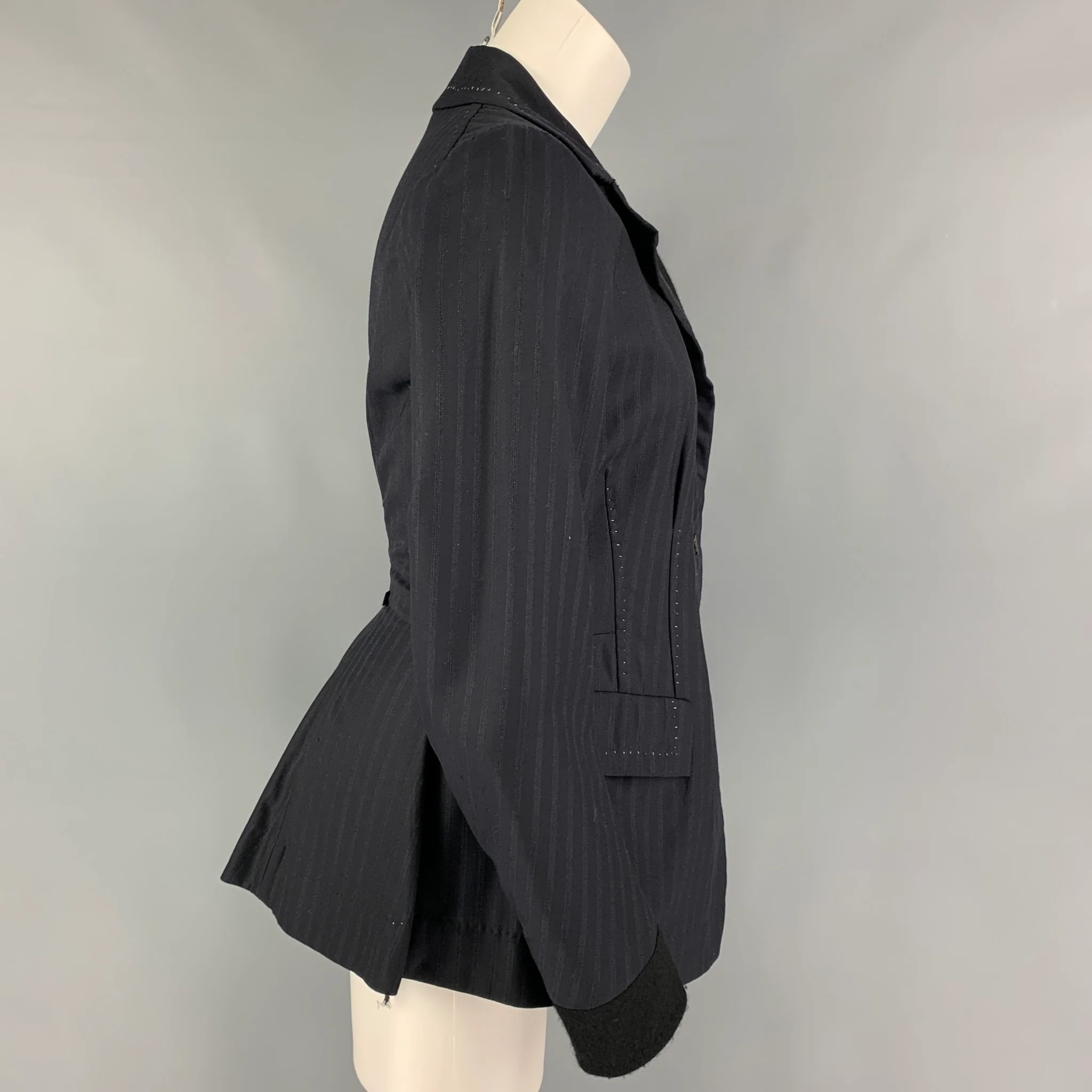NIGEL PRESTON Size M Navy Wool Cotton Contrast Stitch Jacket Blazer - Image 3