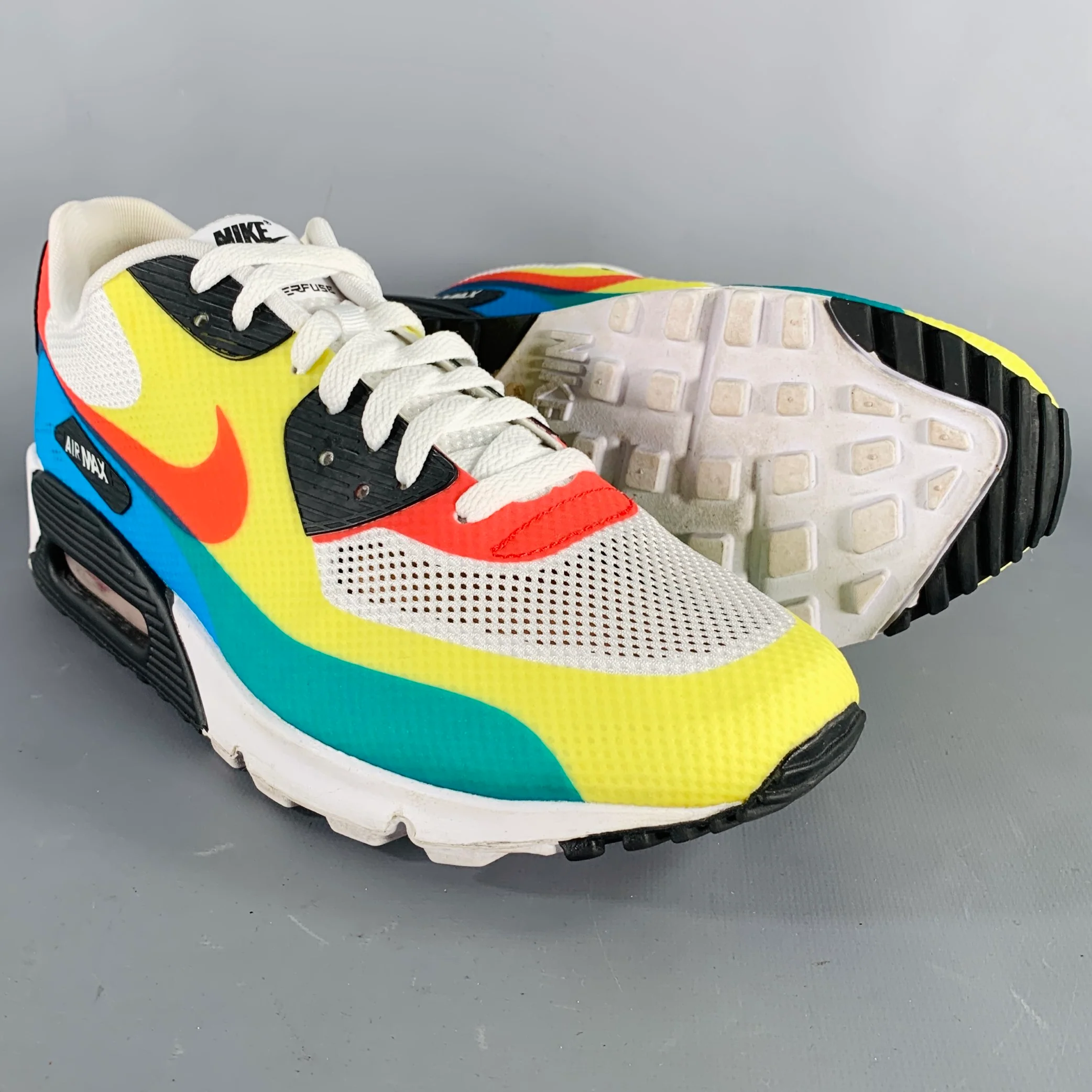 NIKE 2012 Size 10.5 What the Max White Multi Color Color Block Mesh Lace-Up Sneakers - Image 5