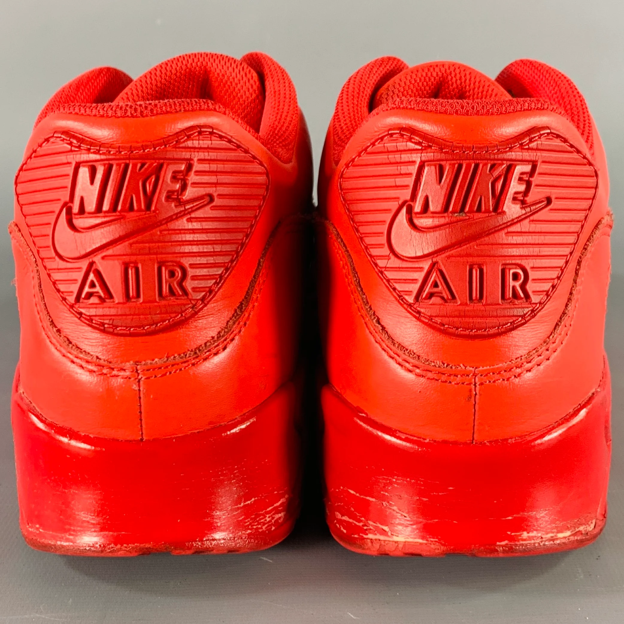 NIKE AIR MAX Size 10 Red Leather Lace-Up Sneakers - Image 3