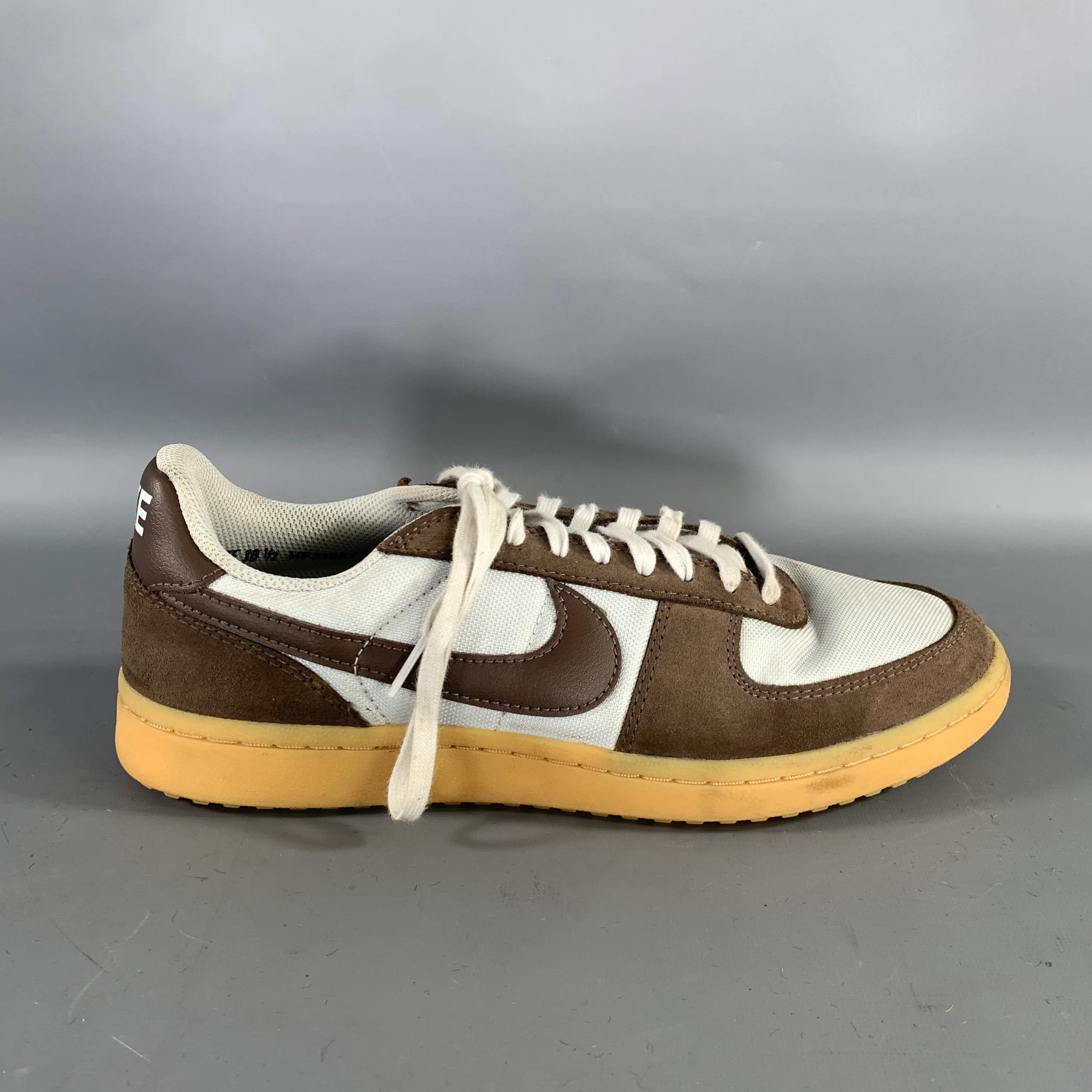 NIKE Size 10.5 Brown Silver Mixed Fabrics Suede Lifestyle Sneakers - Image 2