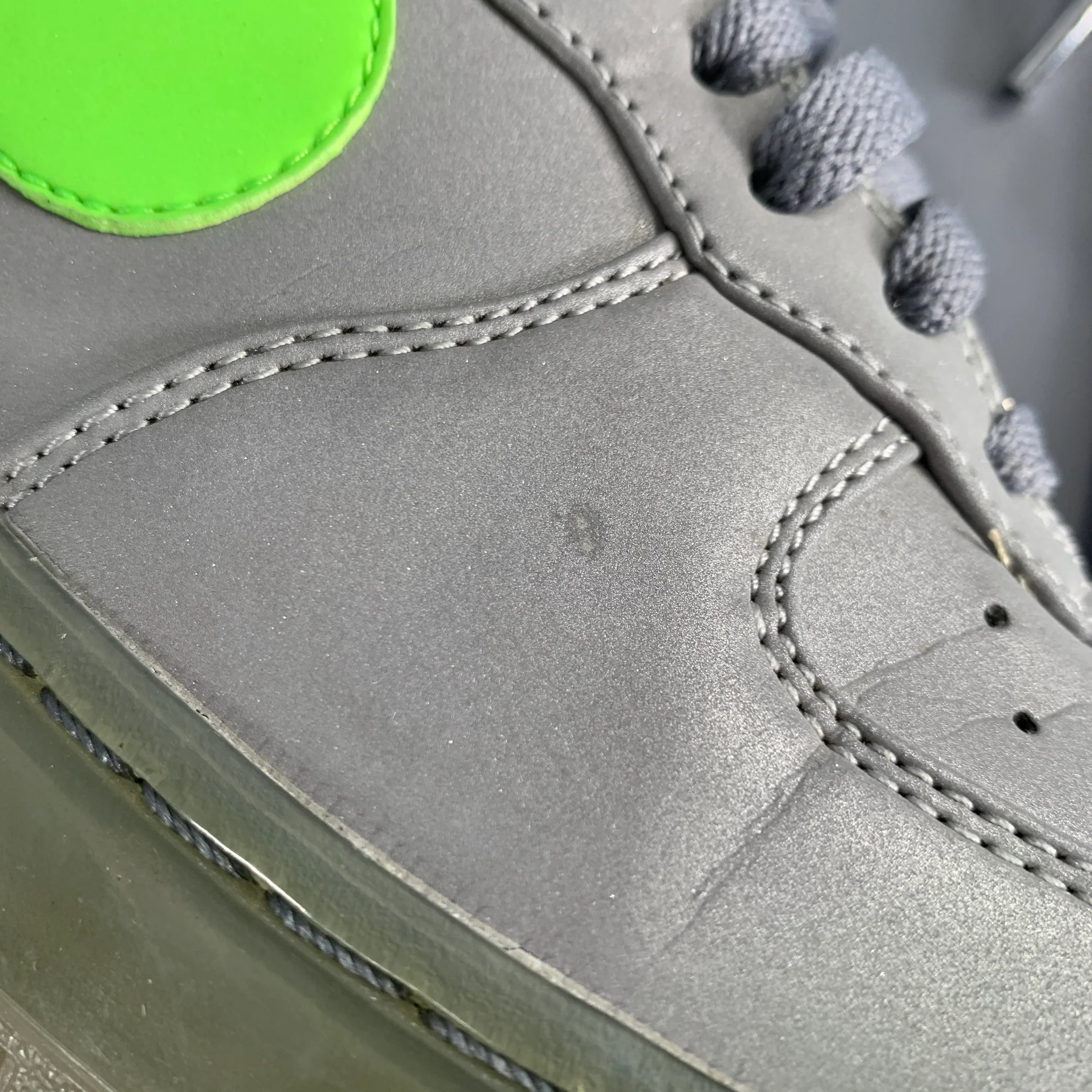 NIKE Size 8 Air Force 1 Silver Neon Reflective Mixed Fabrics High Top Sneakers - Image 10