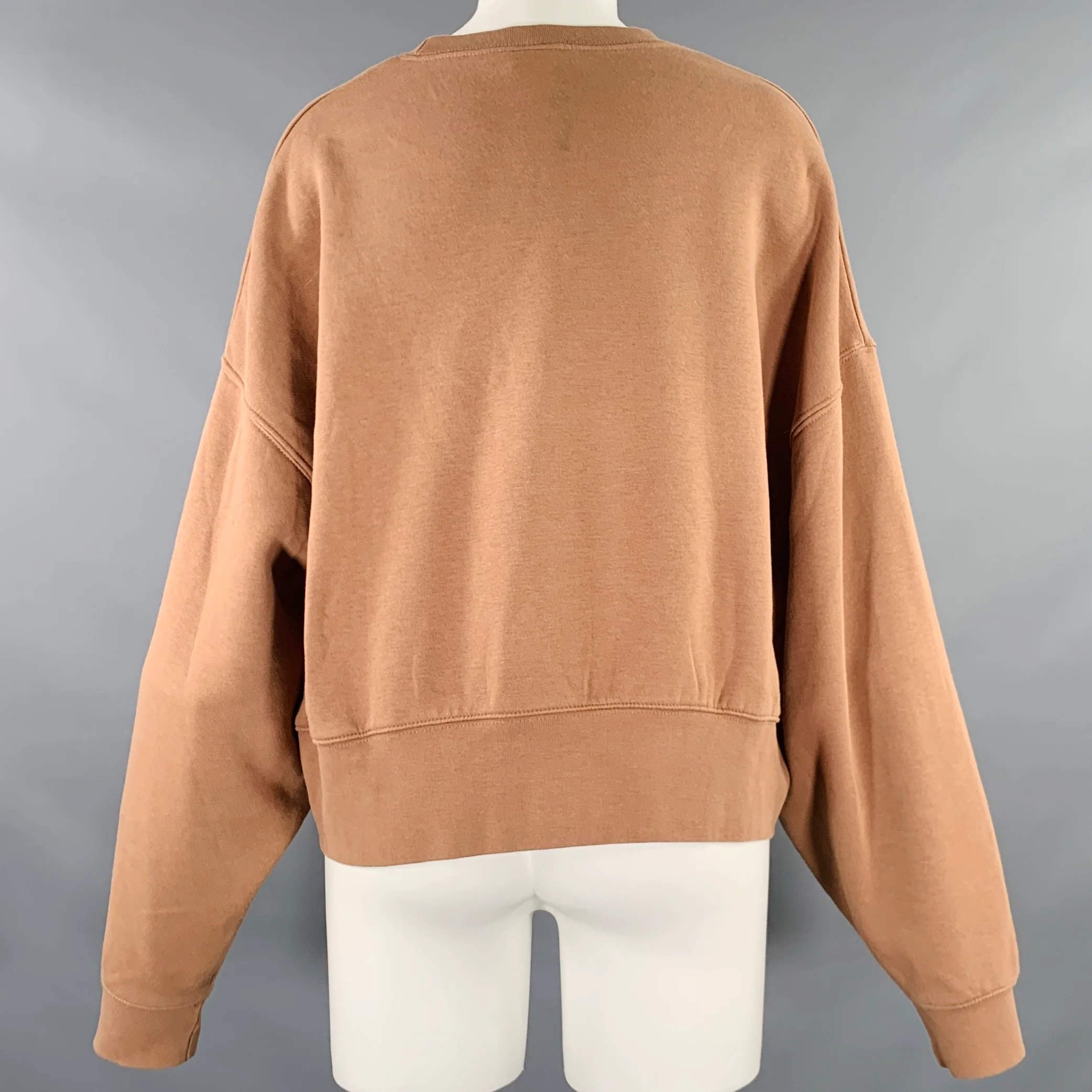 NIKE Size S Brown Cotton Blend Embroidered Wide Sleeves Casual Top - Image 3