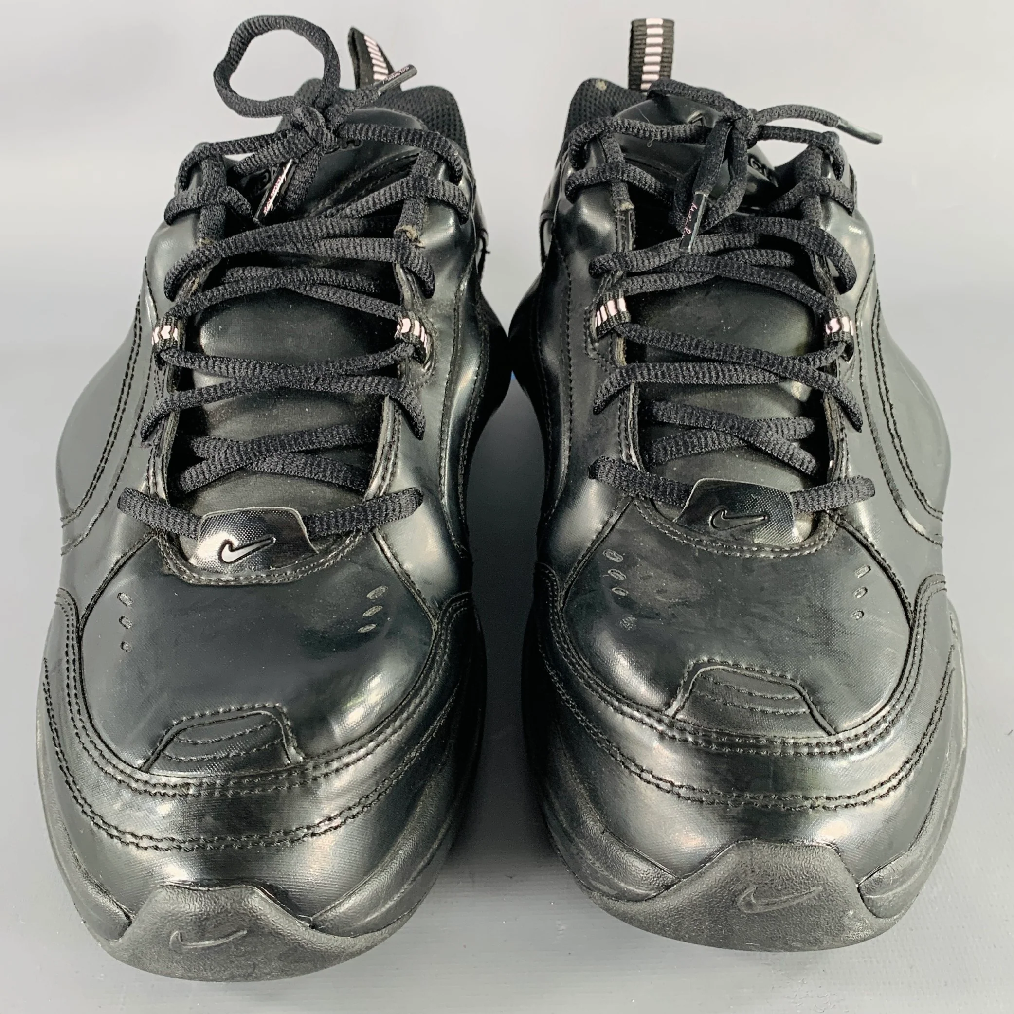 NIKE x MARTINE ROSE 2019 Size 10.5 Monarch IV Black Faux Leather Sneakers - Image 4