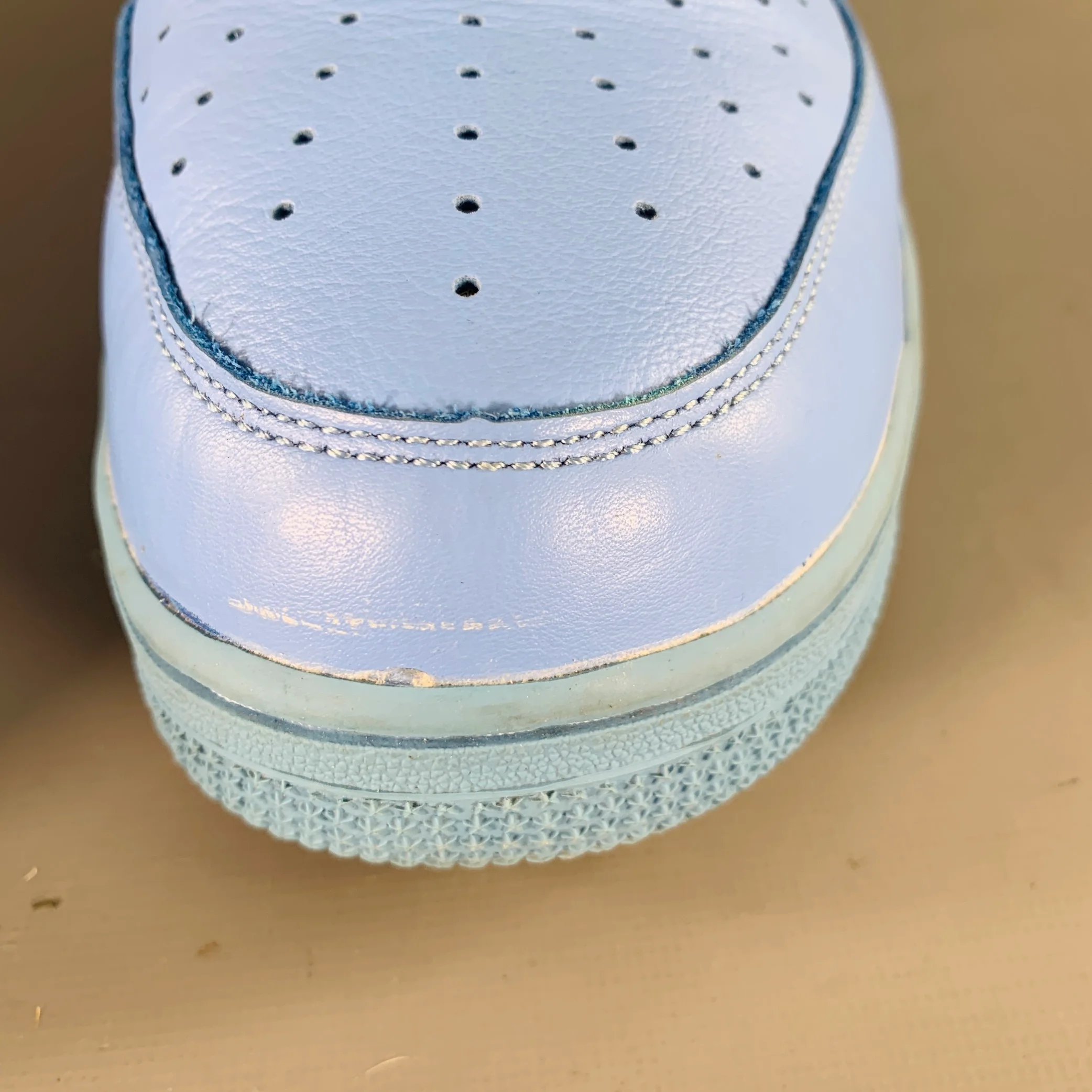 NIKE x OFF-WHITE Size 11 Air Force 1 '07 Virgil Blue Silver Logo Sneakers - Image 9