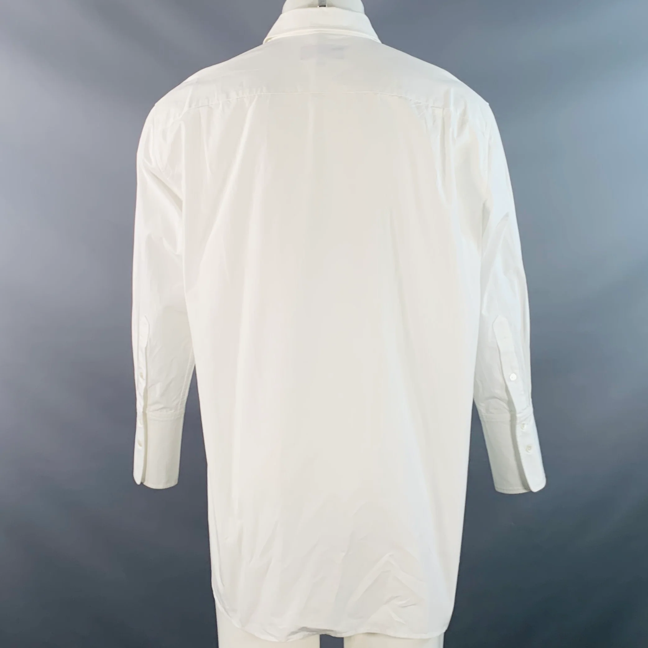 NILI LOTAN Size M White Cotton Pleated Bib Formal Tuxedo Long Sleeve Shirt - Image 4