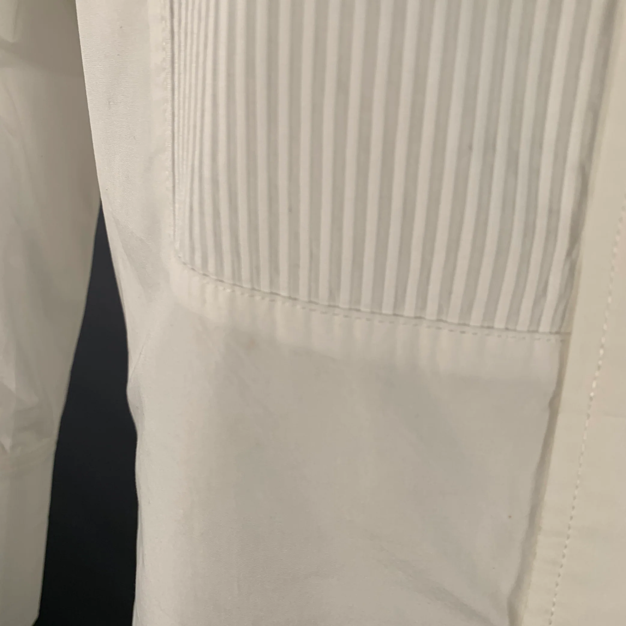 NILI LOTAN Size M White Cotton Pleated Bib Formal Tuxedo Long Sleeve Shirt - Image 6