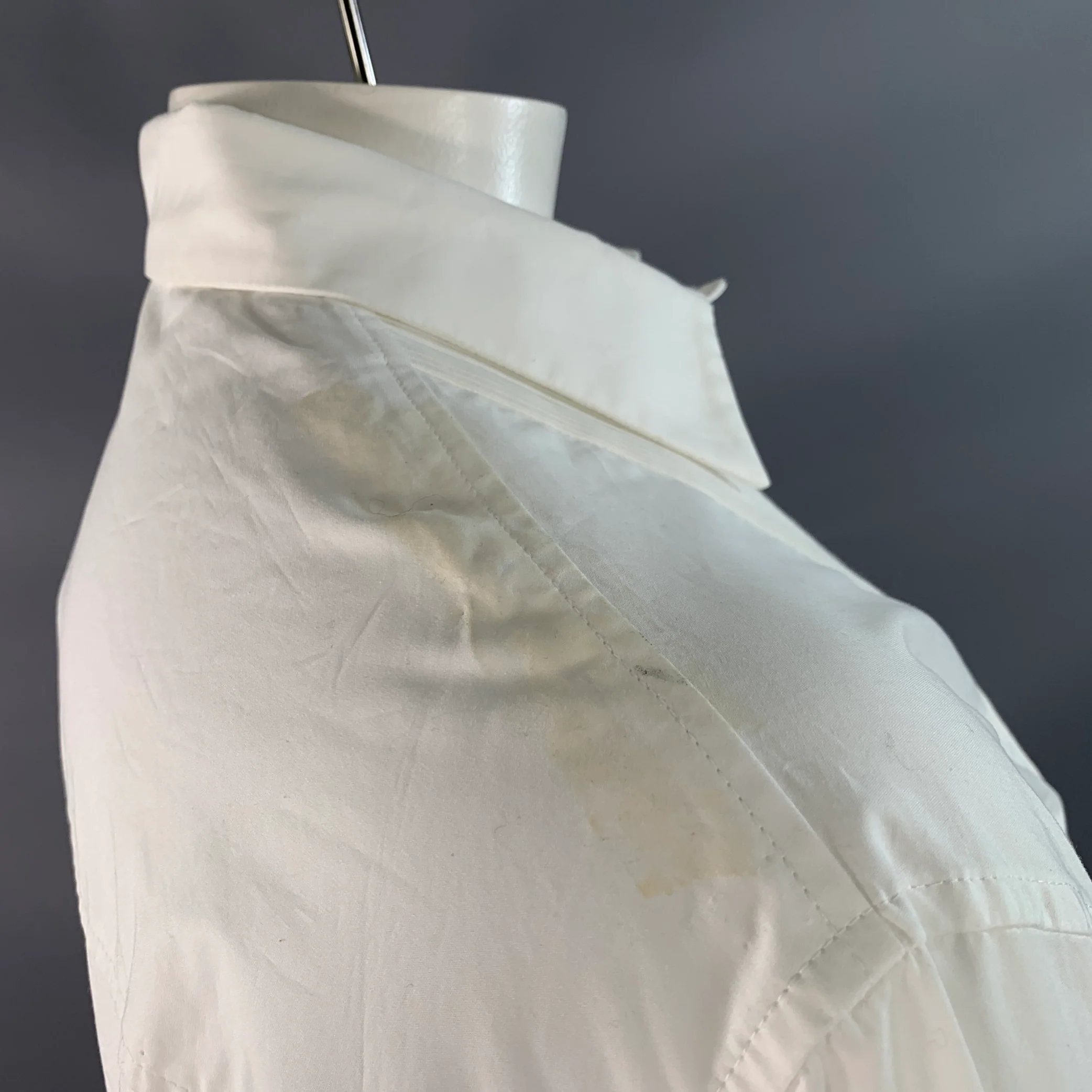 NILI LOTAN Size XL White Cotton Pleated Bib Tuxedo Long Sleeve Shirt - Image 6