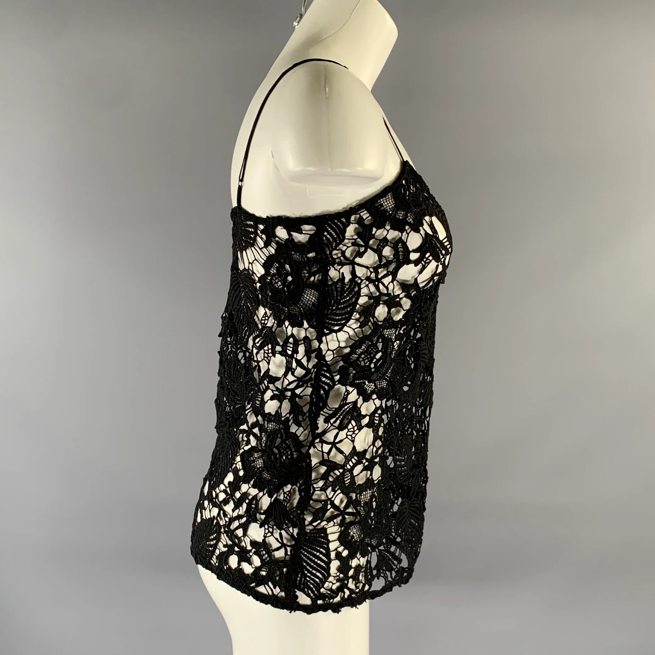NILI LOTAN Size XS Black Lace Floral Dress Top - Image 3