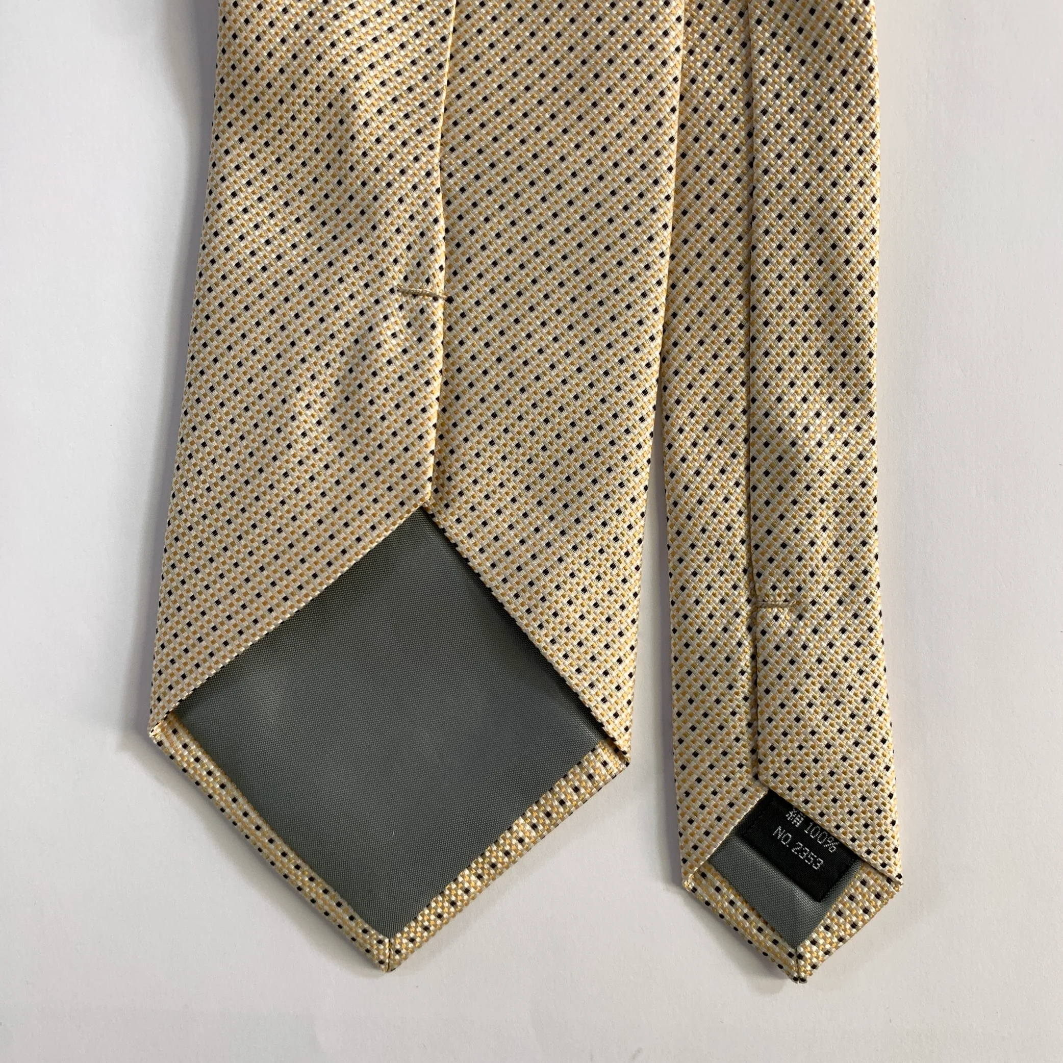 NISHIJIN Yellow White Black Basket Weave Silk Tie - Image 2