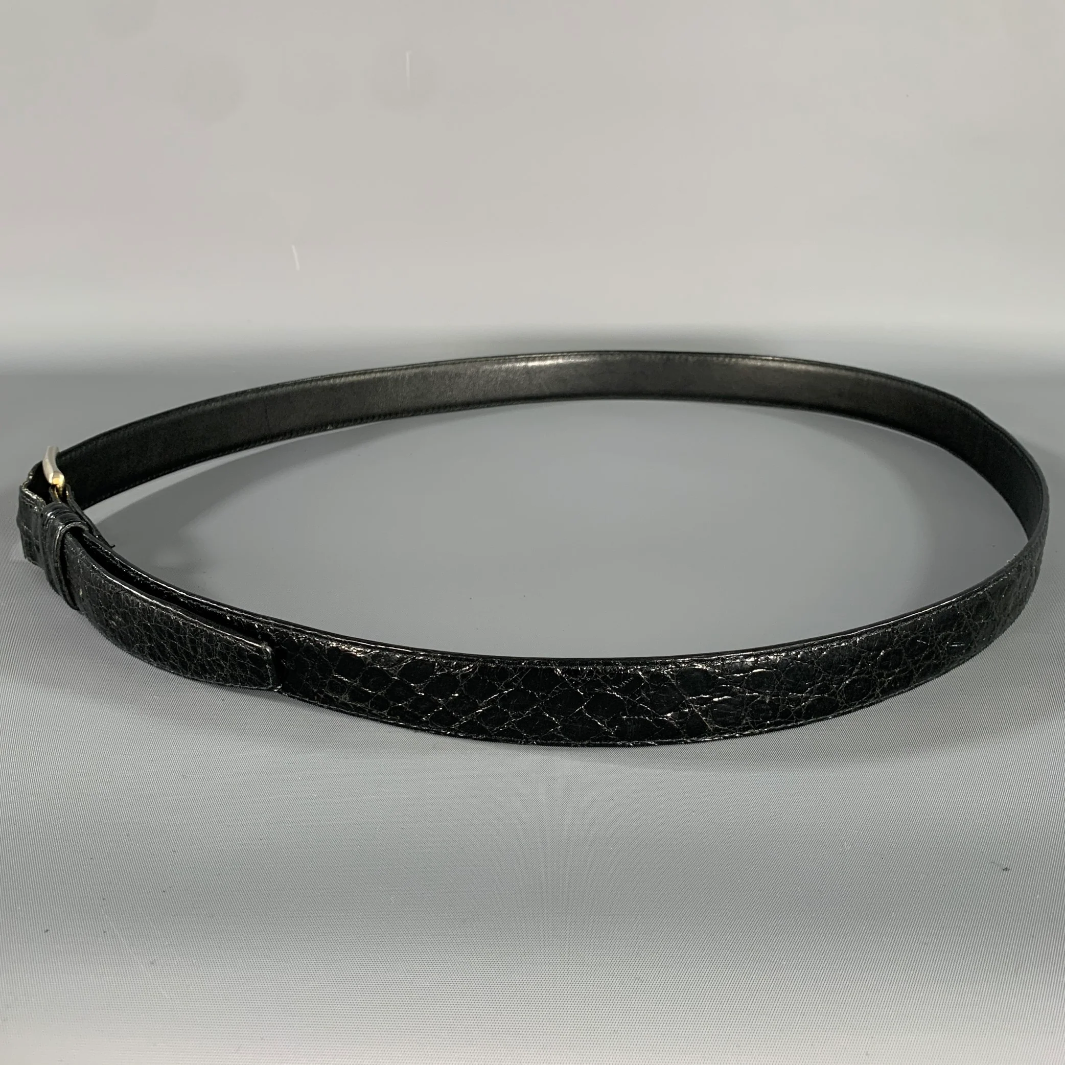 NO BRAND Black Embossed Leather Belt - Image 4