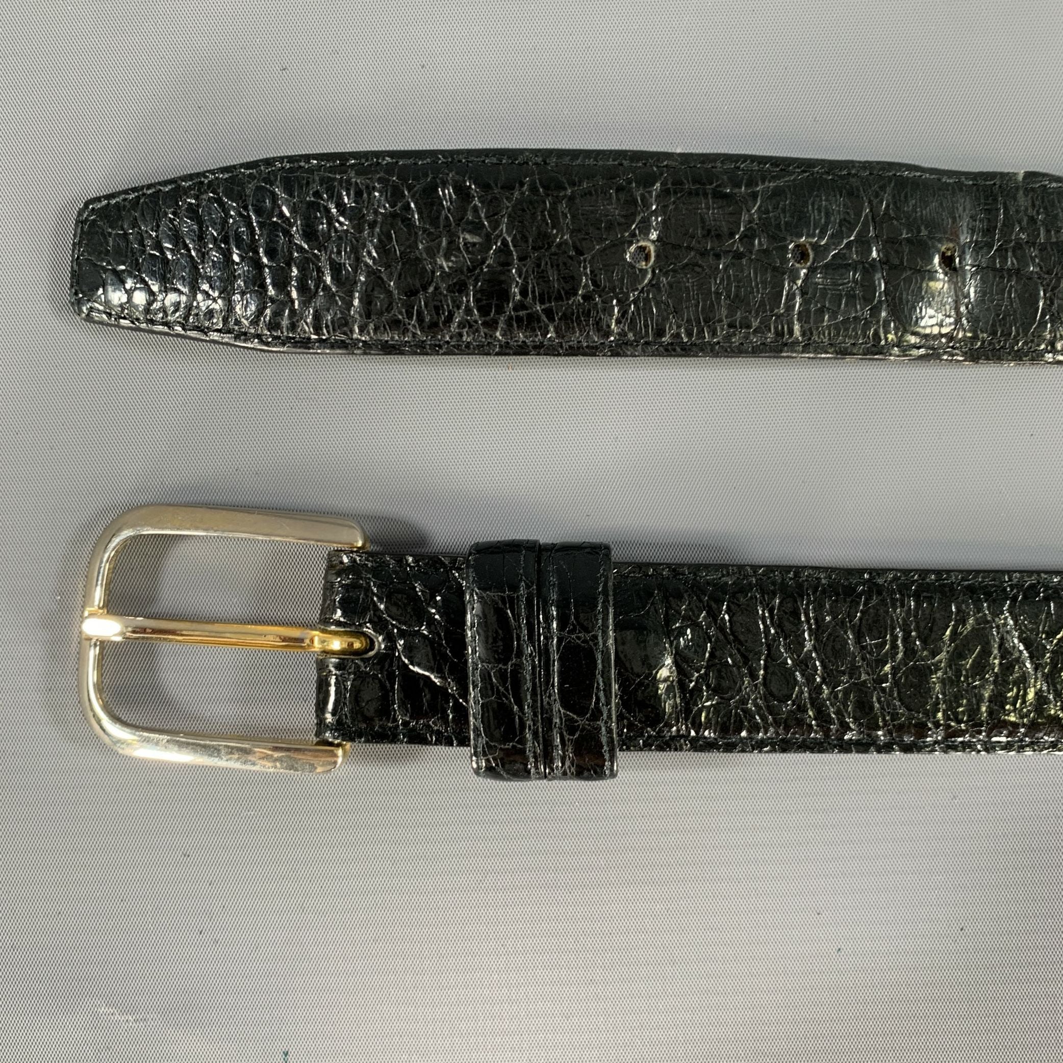 NO BRAND Black Embossed Leather Belt - Image 5