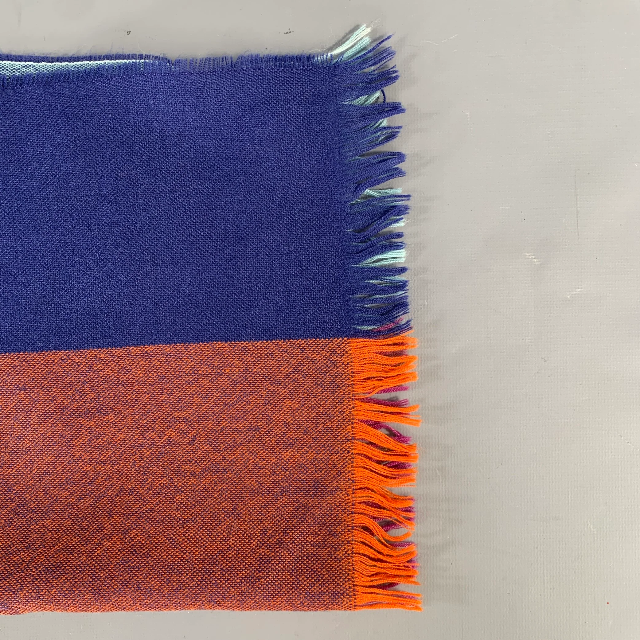NO BRAND Blue Orange & Red Window Pane Scarves - Image 2