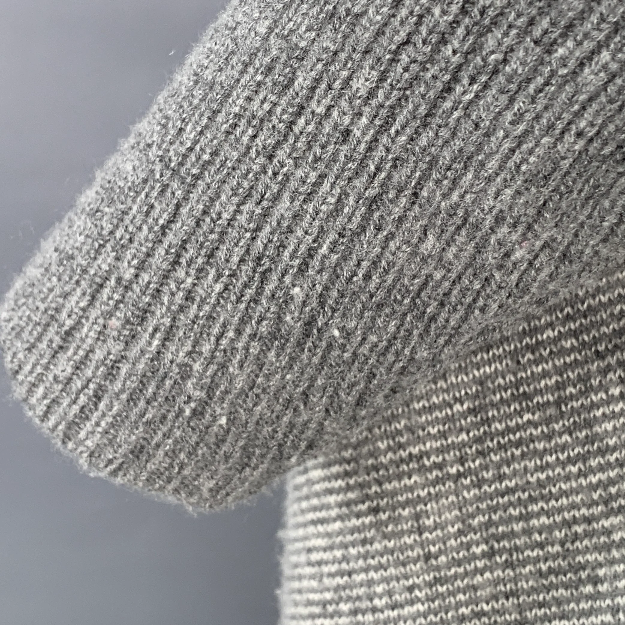 NO BRAND Size M Grey White Knit Shawl Collar Short Sleeve Open Front Cardigan - Image 5