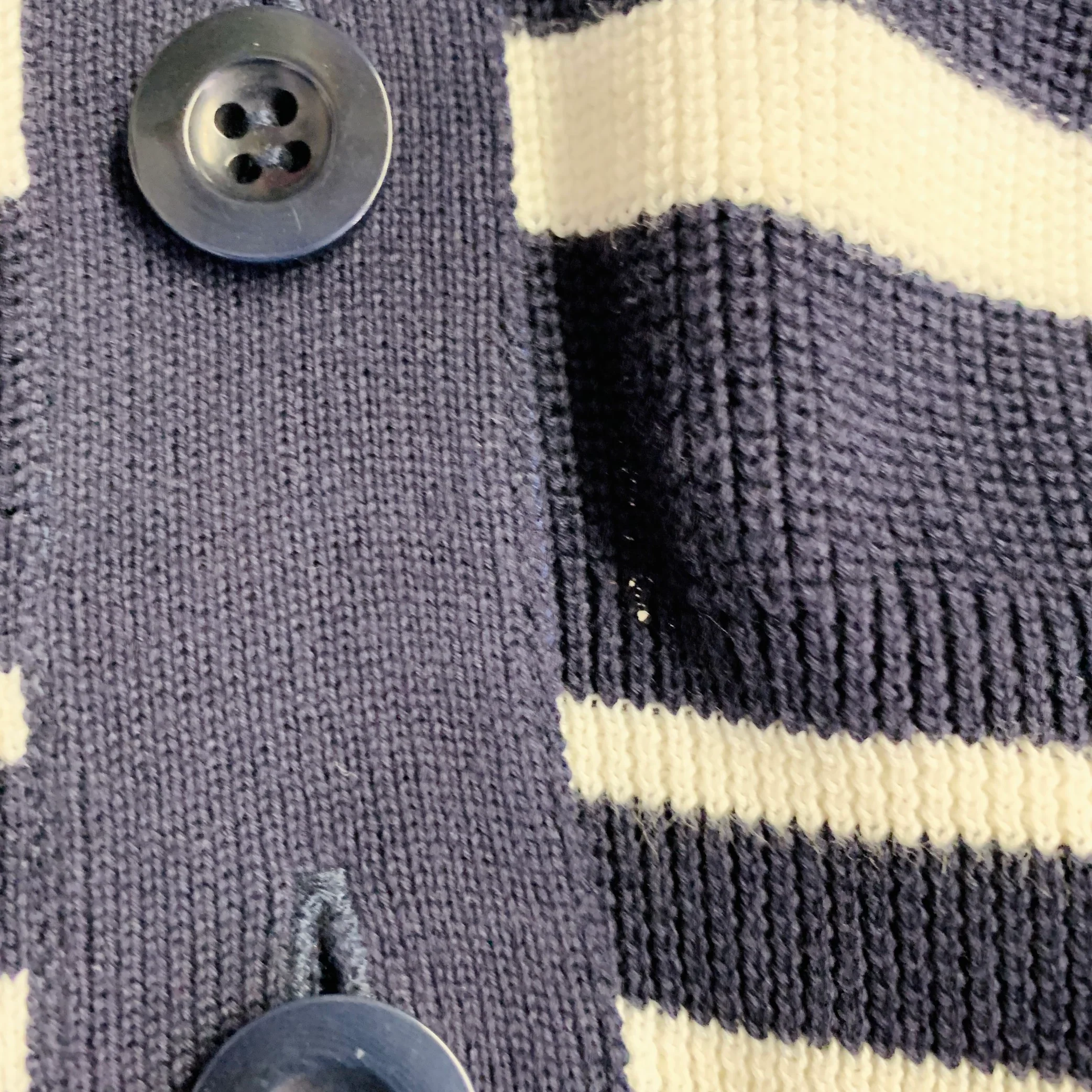 NO BRAND Size M Navy White Knit Stripe Lace Mixed Fabrics Cardigan - Image 6