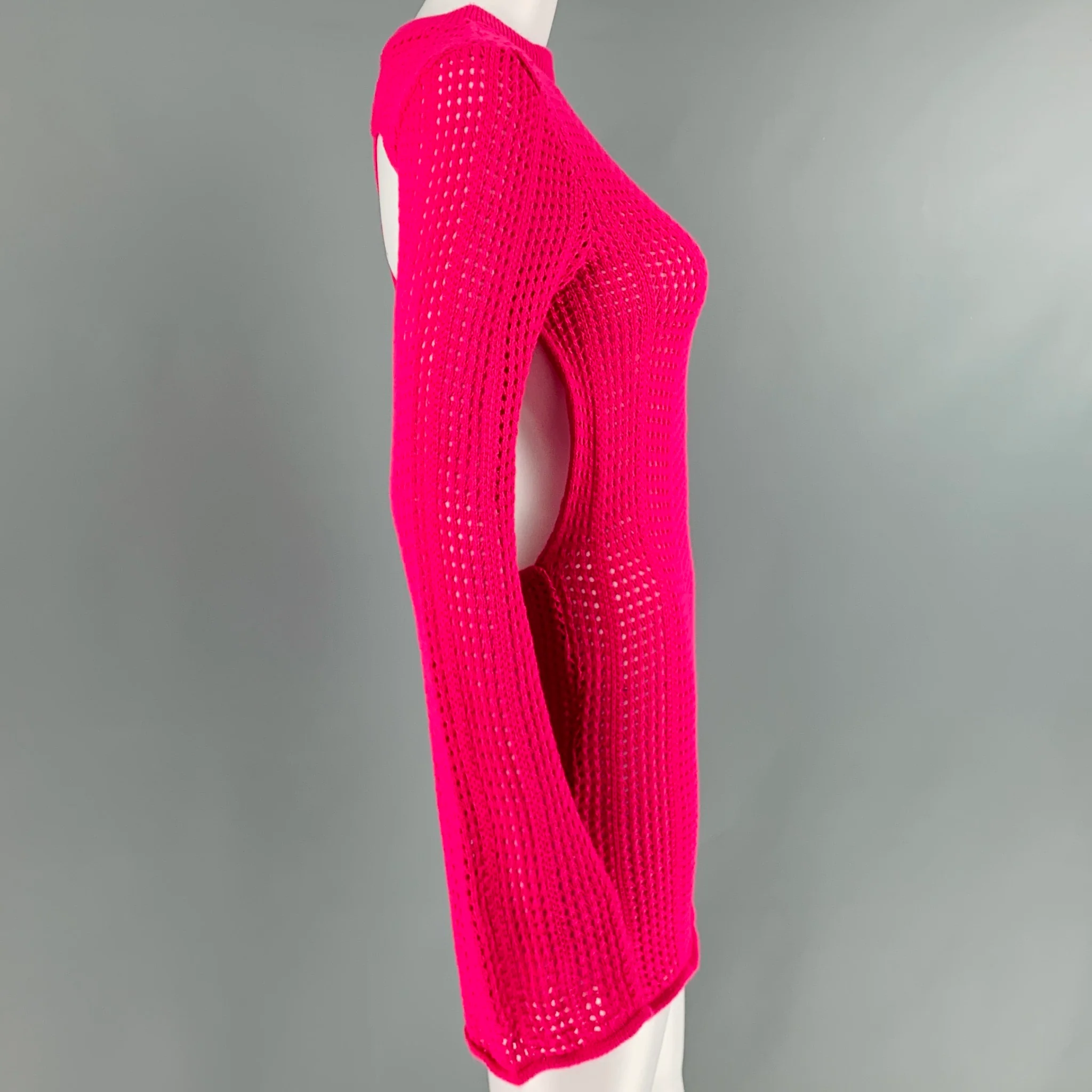 NO BRAND Size S Pink See Through Crochet Mini Knit Dress - Image 2