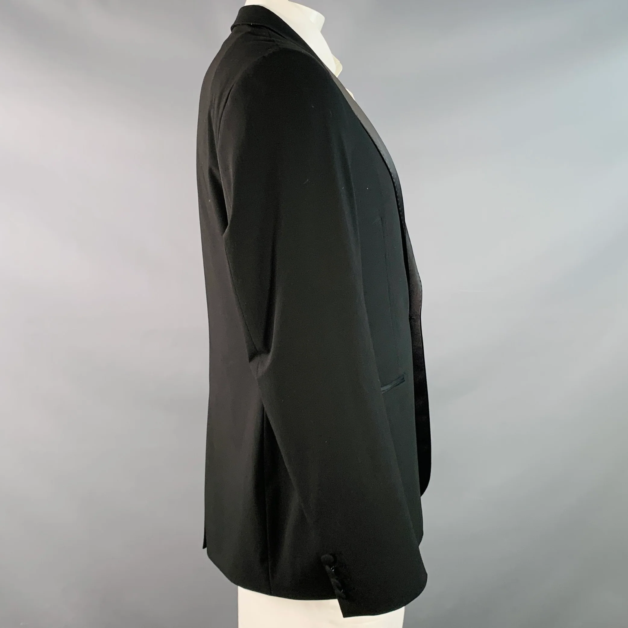 NOAK Size 42 Long Black Polyester Blend Peak Lapel Tuxedo Jacket - Image 3