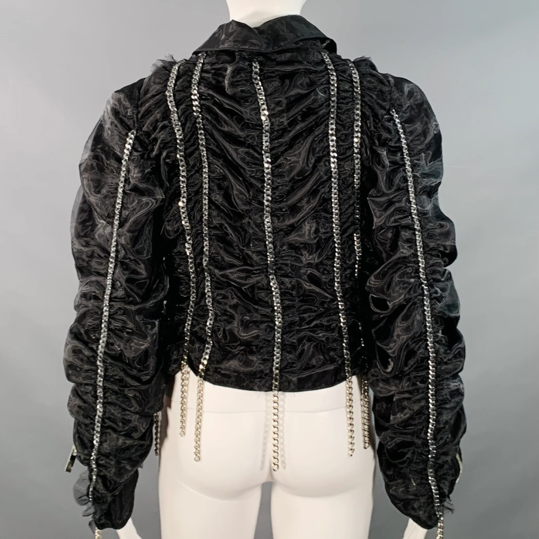 NOIR KEI NINOMIYA Size S Black Silver Polyamide Chain Zip Up Jacket - Image 5