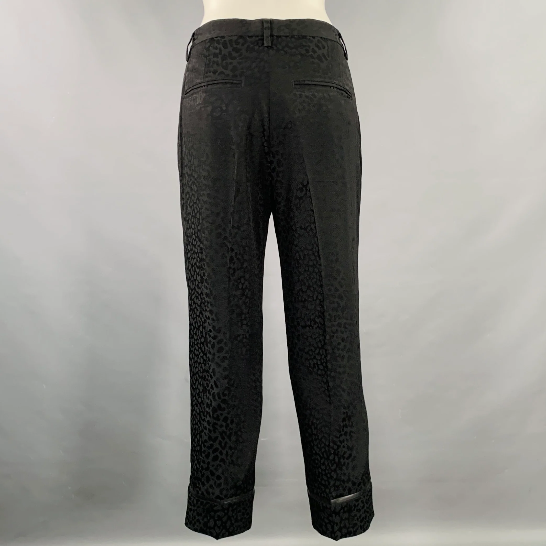 NOIR KEI NINOMIYA Size XS Black Triacetate Blend Jacquard Zip Fly Dress Pants - Image 3