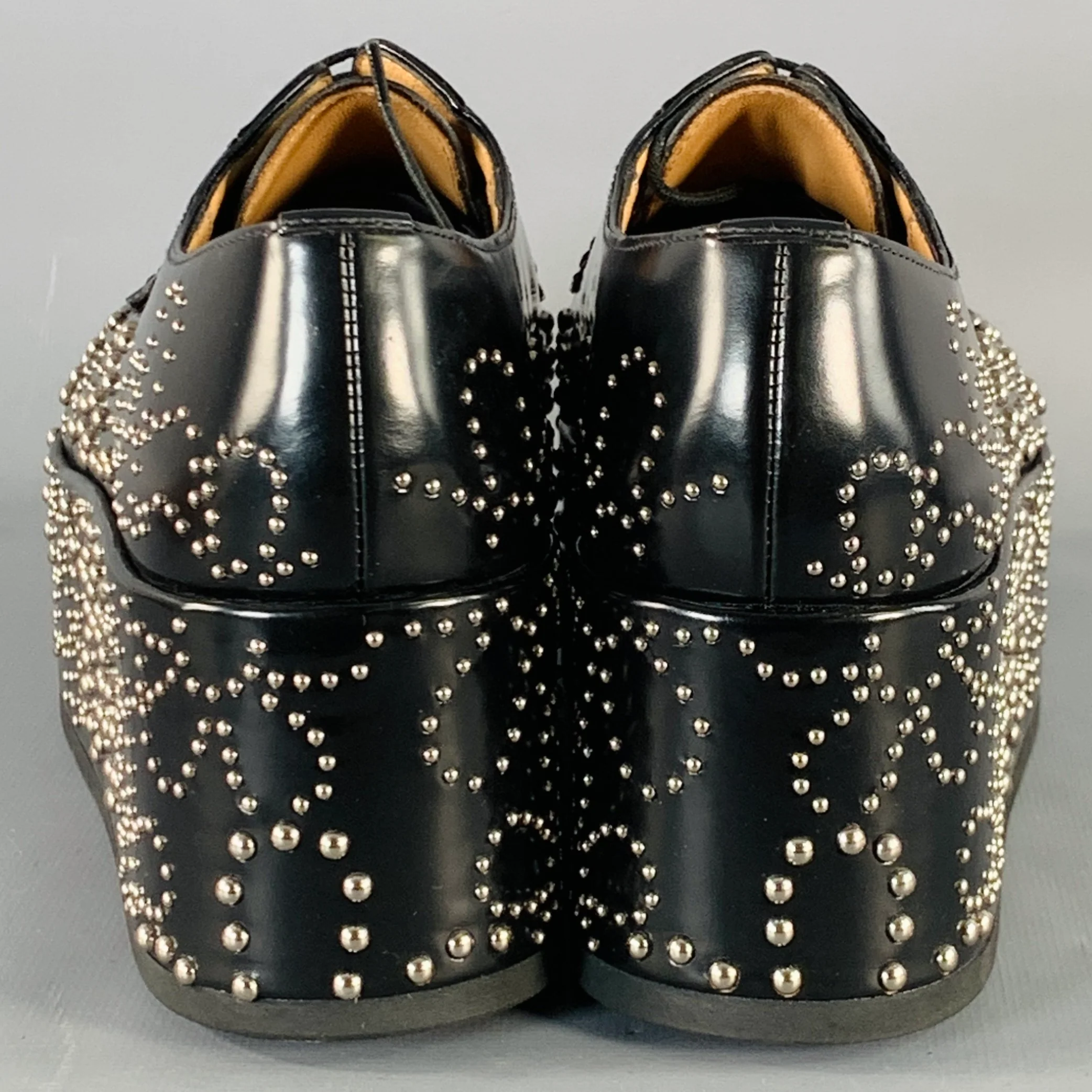 NOIR KEI NINOMIYA x CHURCH'S Size 8.5 Shannon 22 Black Floral Studded Platform Lace-up Shoes - Image 3