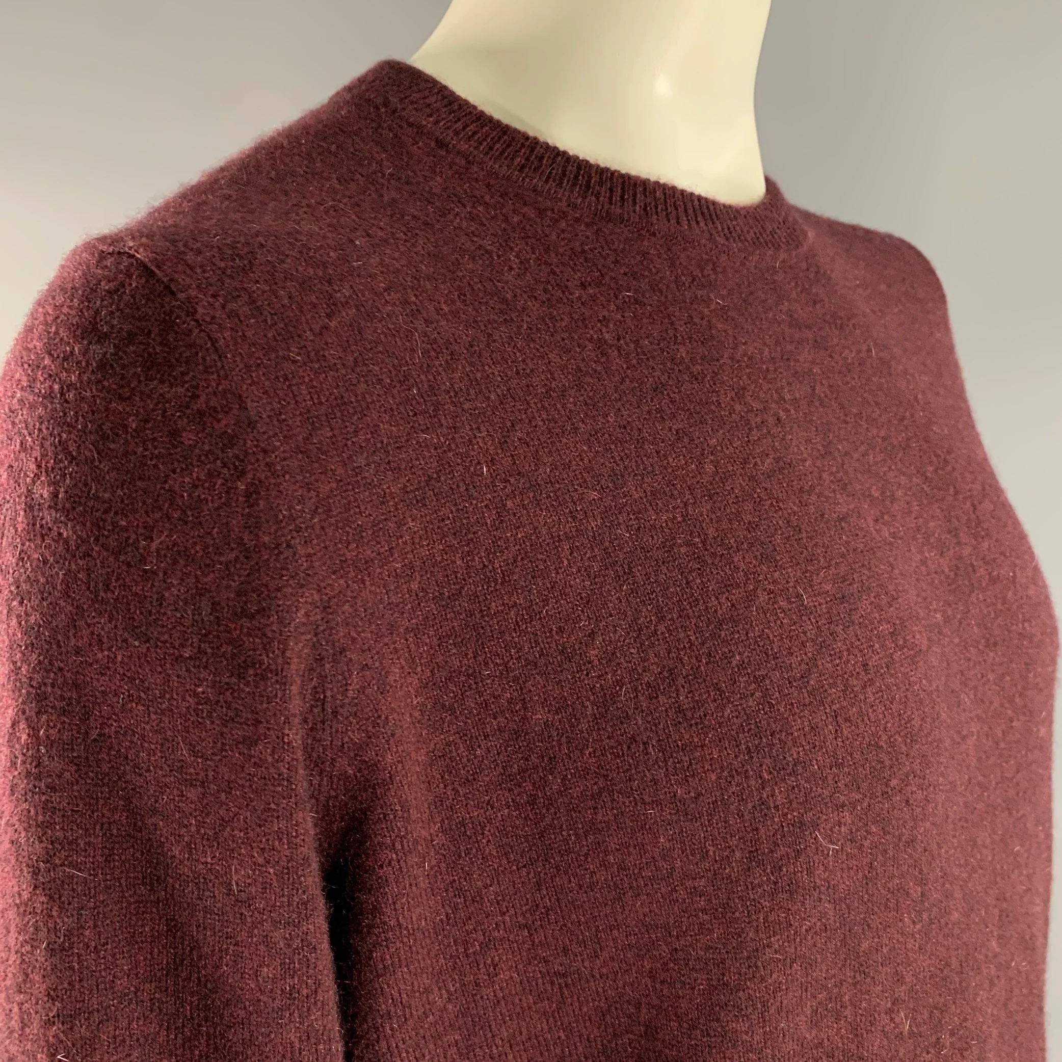 NORDSTROM Size XL Burgundy Knitted Cashmere Crew-Neck Sweater - Image 2