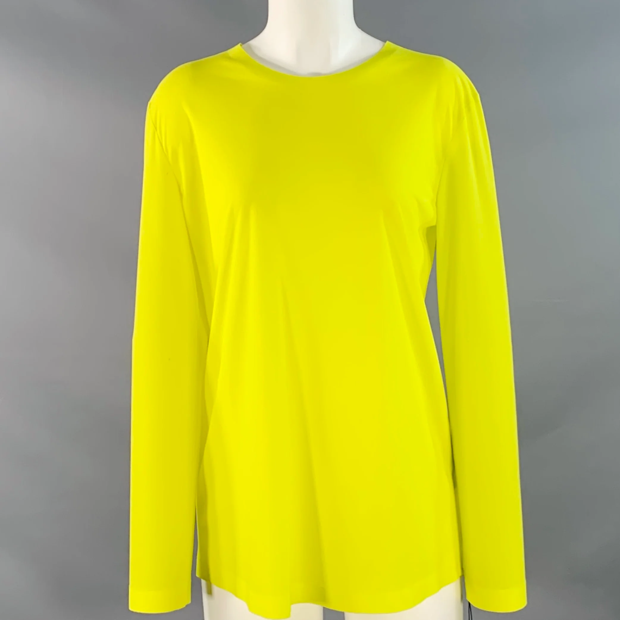 NORMA KAMALI Size S Yellow Neon Polyester Crew Neck Casual Top