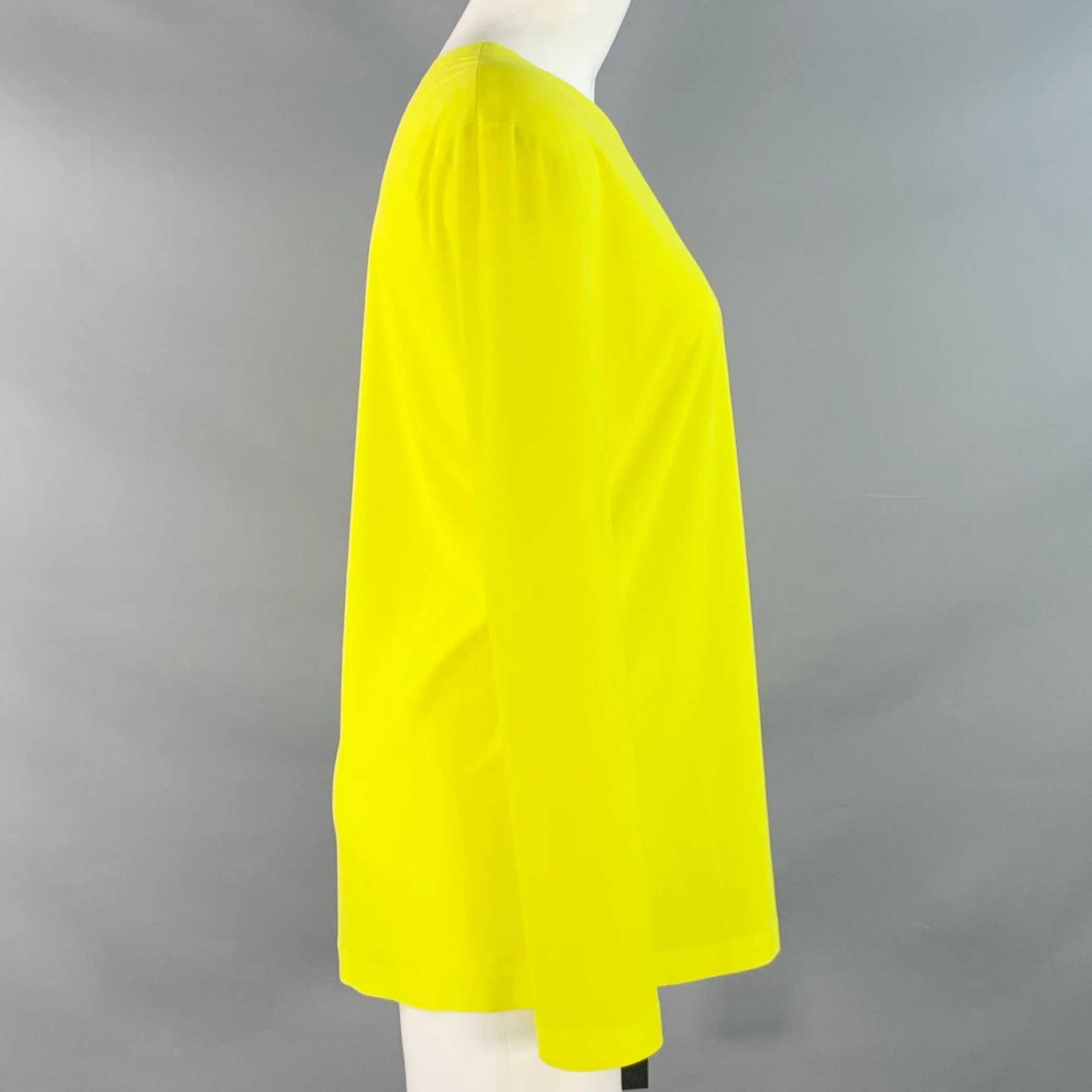 NORMA KAMALI Size S Yellow Neon Polyester Crew Neck Casual Top - Image 2