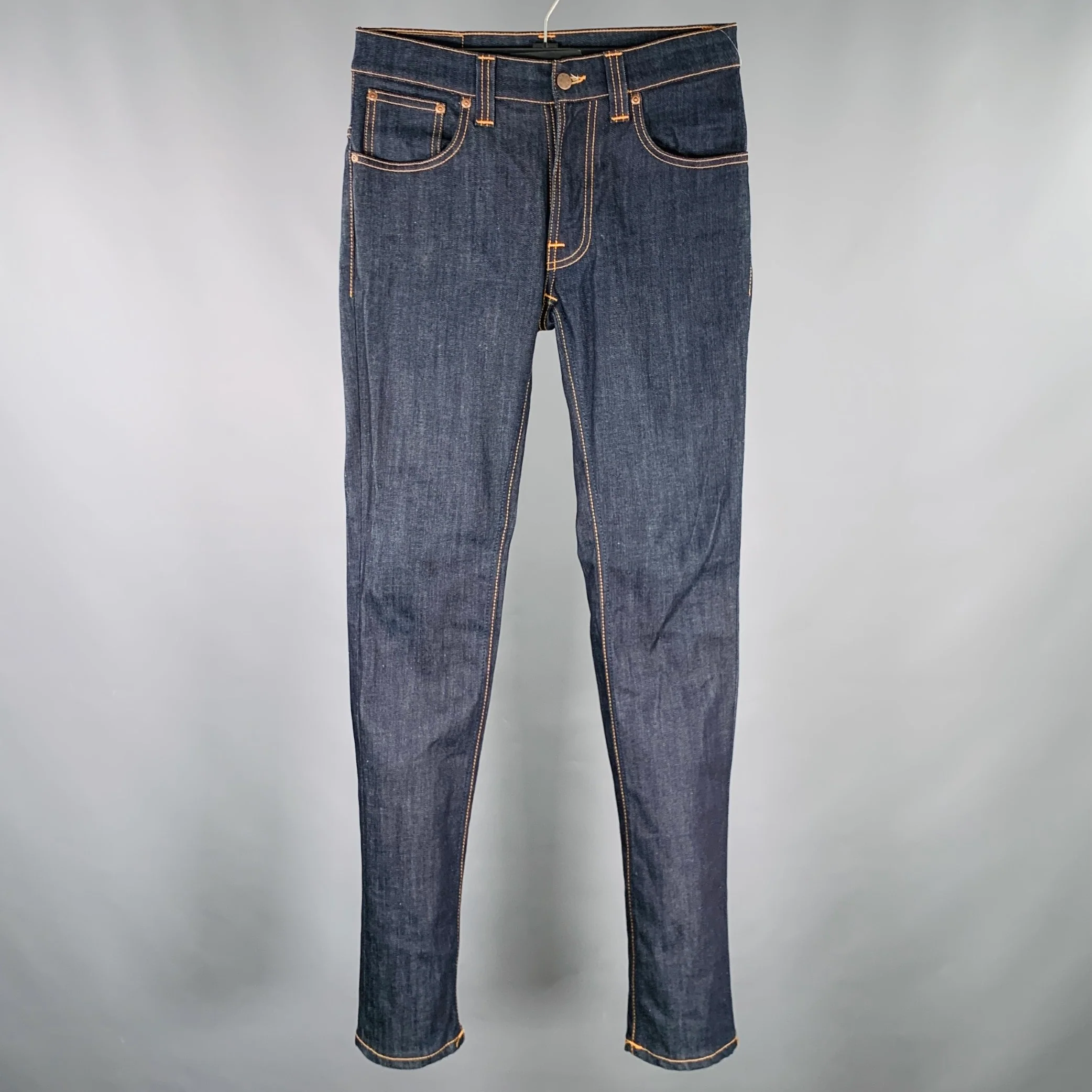 NUDIE JEANS Size 29 Blue Contrast Stitch Cotton Blend Slim Jeans