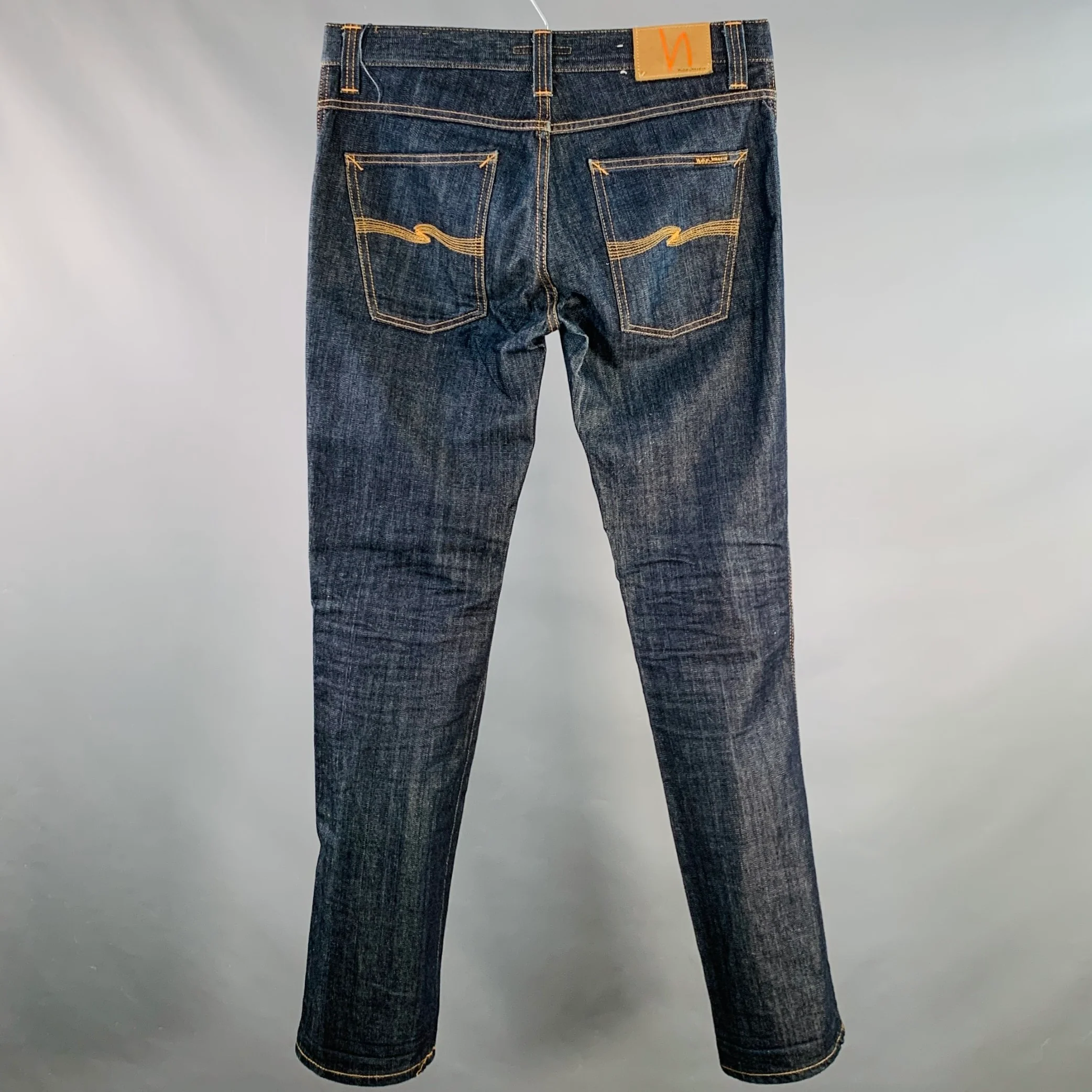 NUDIE JEANS Size 34 Slim Jim Indigo Contrast Stitch Cotton Straight Slim Zip Fly Jeans - Image 3