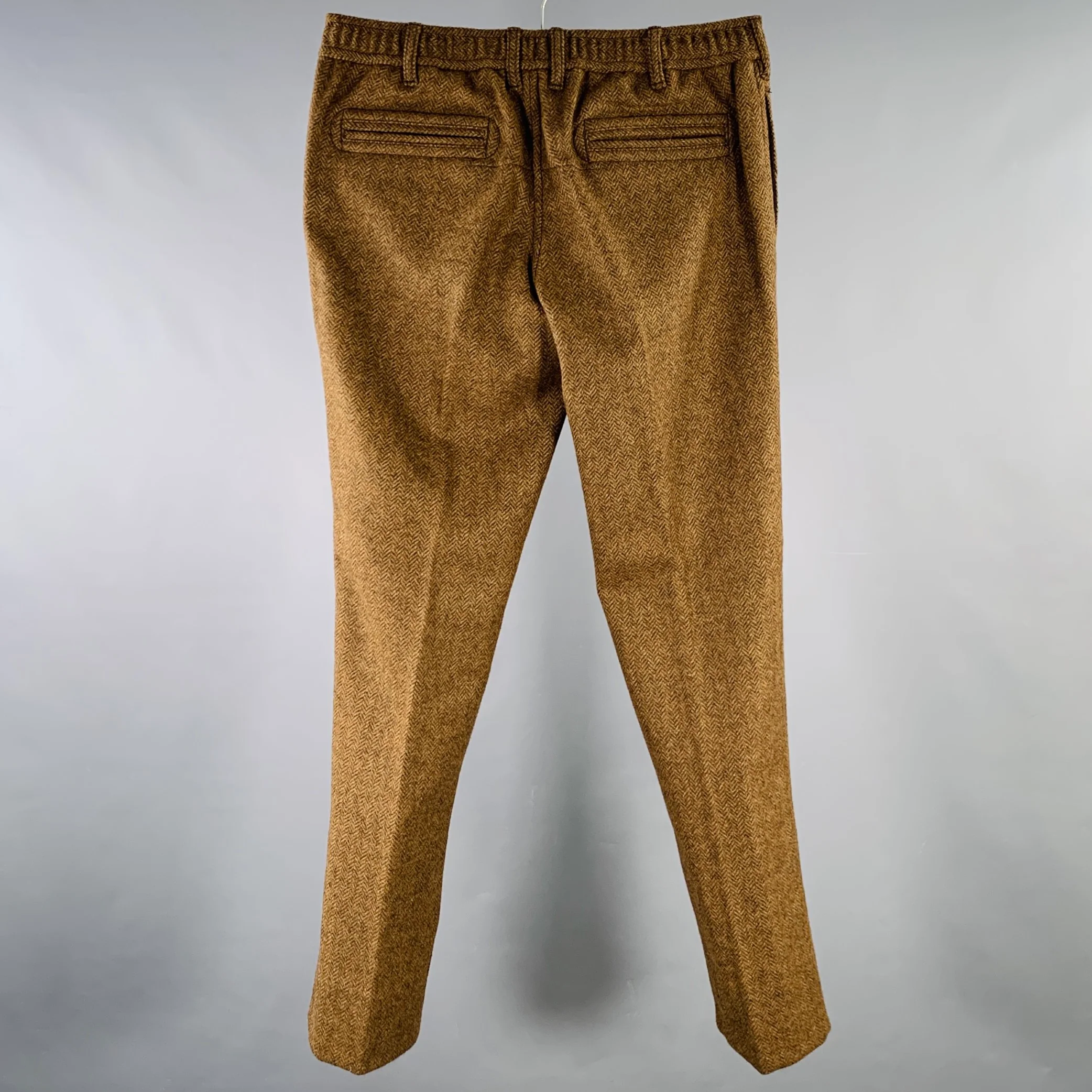 NUMBER (N)INE Size M Brown Beige Herringbone Wool Drawstring Casual Pants - Image 3
