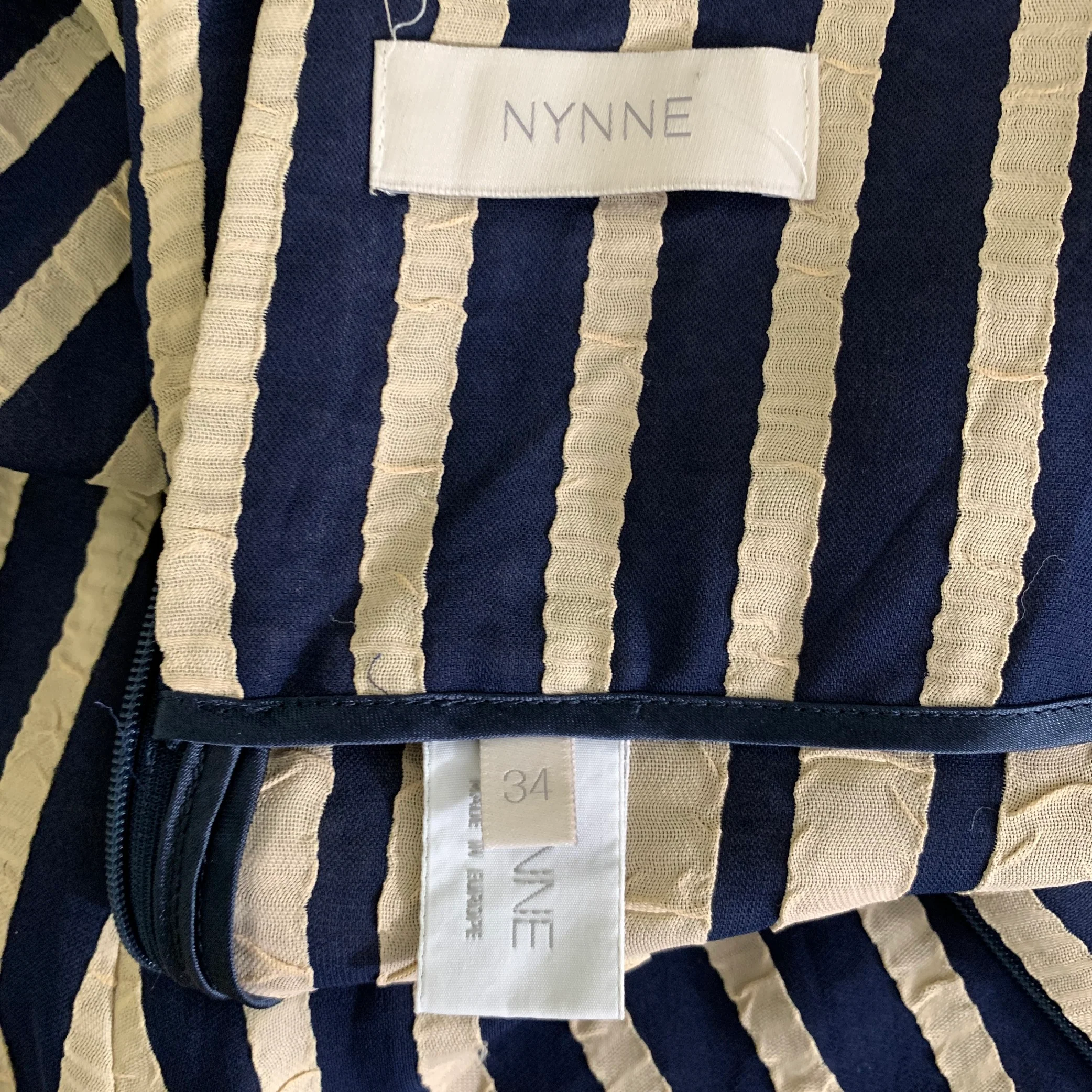 NYNNE Size XS Navy Cream Viscose Acetate Stripe Maxi Long Skirt - Image 3