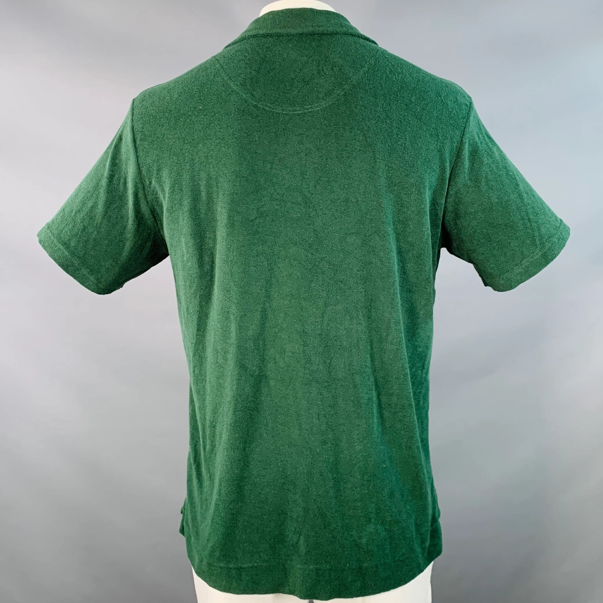 OAS Size L Green Orange Tiger Applique Cotton Terry One Pocket Polo - Image 4