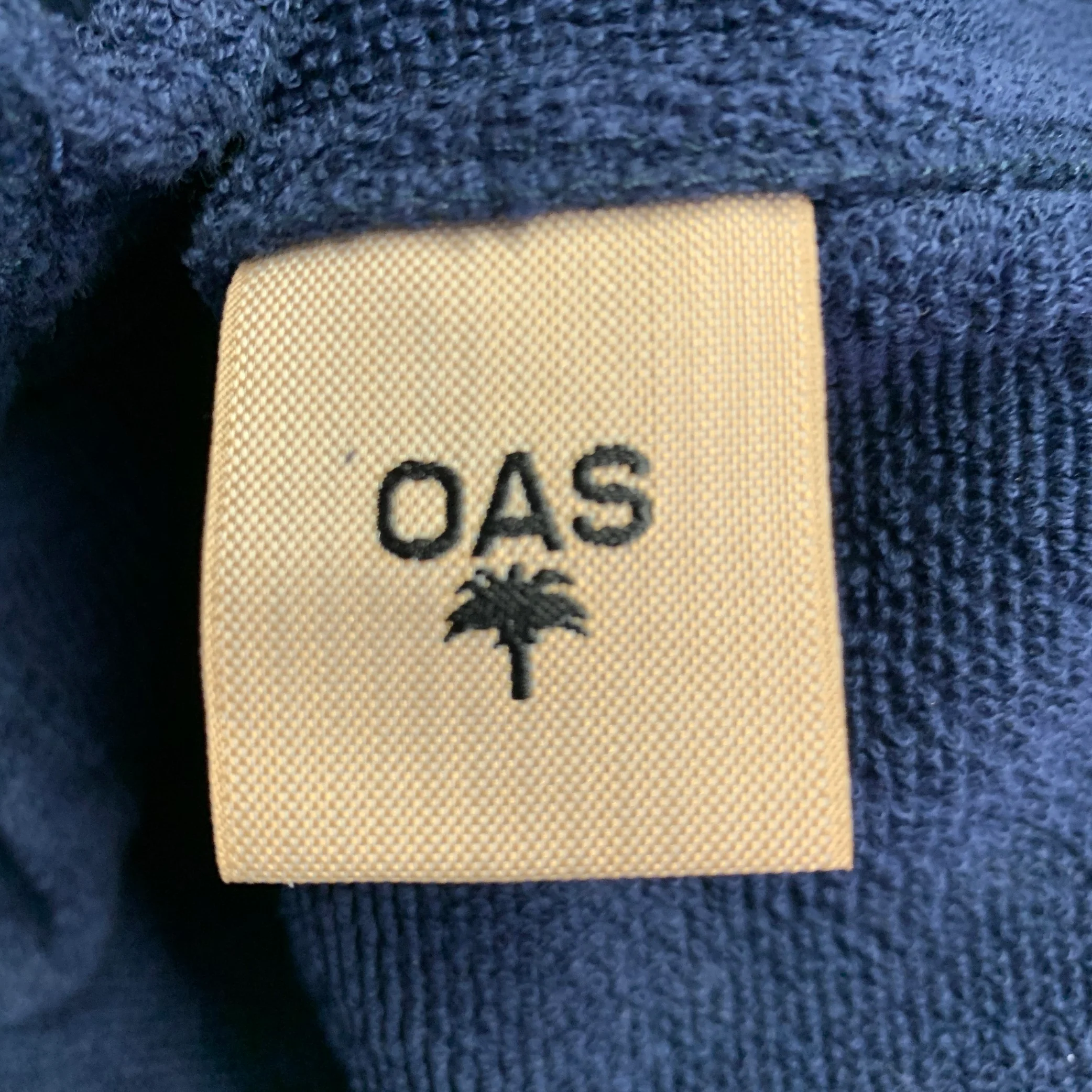 OAS Size M Navy Diamond Cotton Terry Camp Beach Cover Up Short Sleeve Shirt - Image 6