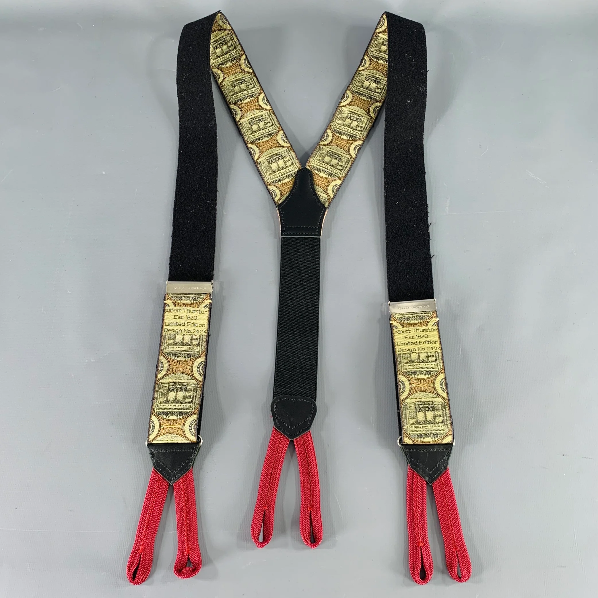 O'CONNELL'S Black Taupe Jacquard Limited Edition Suspenders - Image 5
