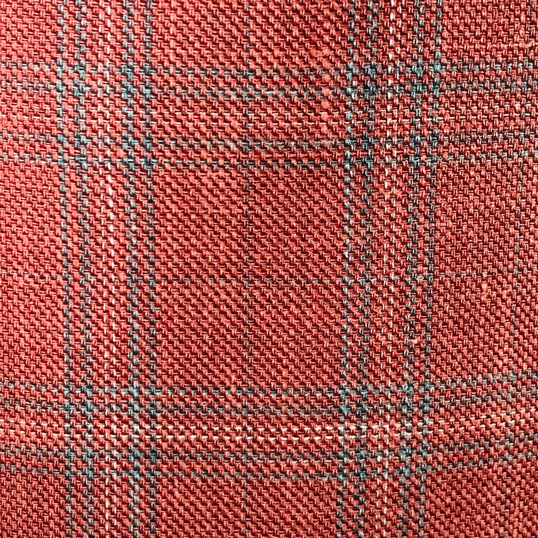 O'CONNELL'S Size 42 Long Blue & Raspberry Plaid Wool Linen Silk Sport Coat - Image 2