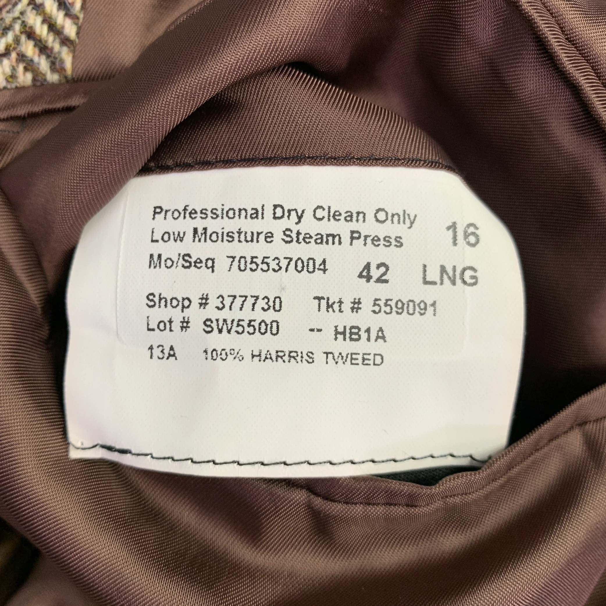 O'CONNELL'S Size 42 Long Brown Beige Herringbone Wool Sport Coat - Image 8