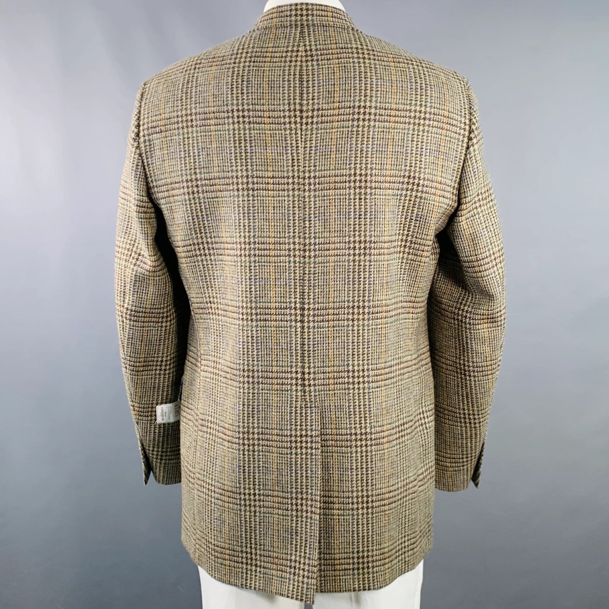 O'CONNELL'S Size 42 Long Brown Green Glenplaid Wool Sport Coat - Image 4