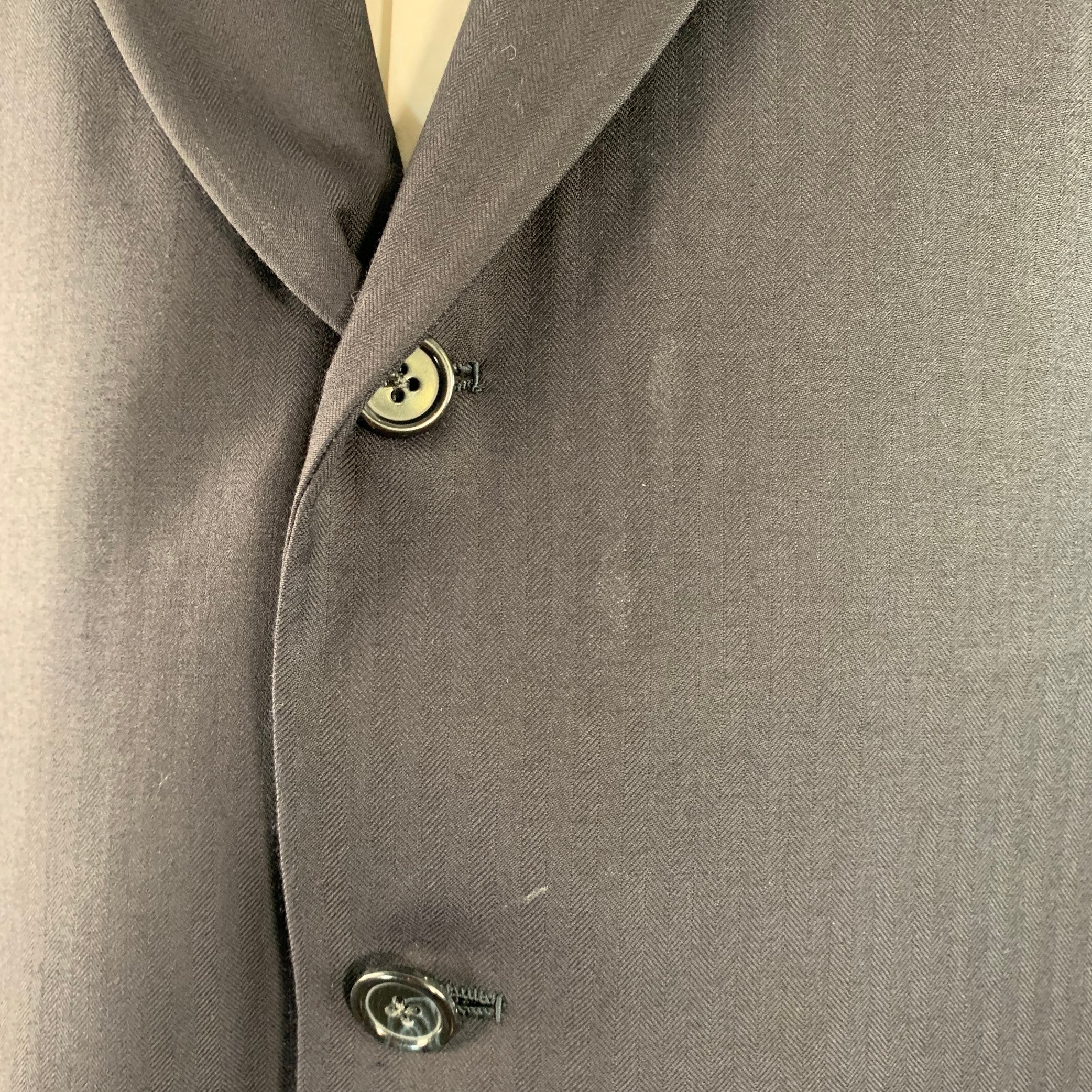 O'CONNELL'S Size 42 Long Navy Herringbone Wool Notch Lapel Suit - Image 8
