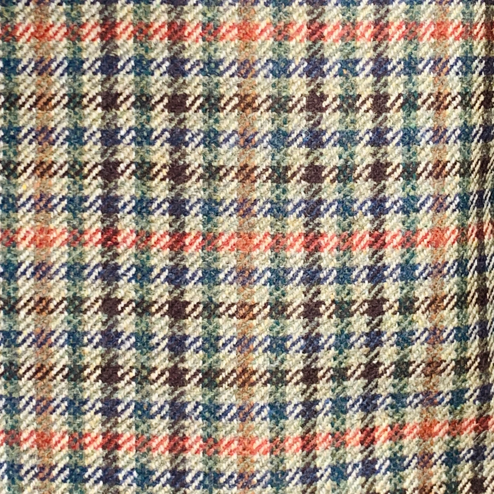 O'CONNELL'S Size 42 Long Tan Red Blue Plaid Wool Notch Lapel Sport Coat - Image 2