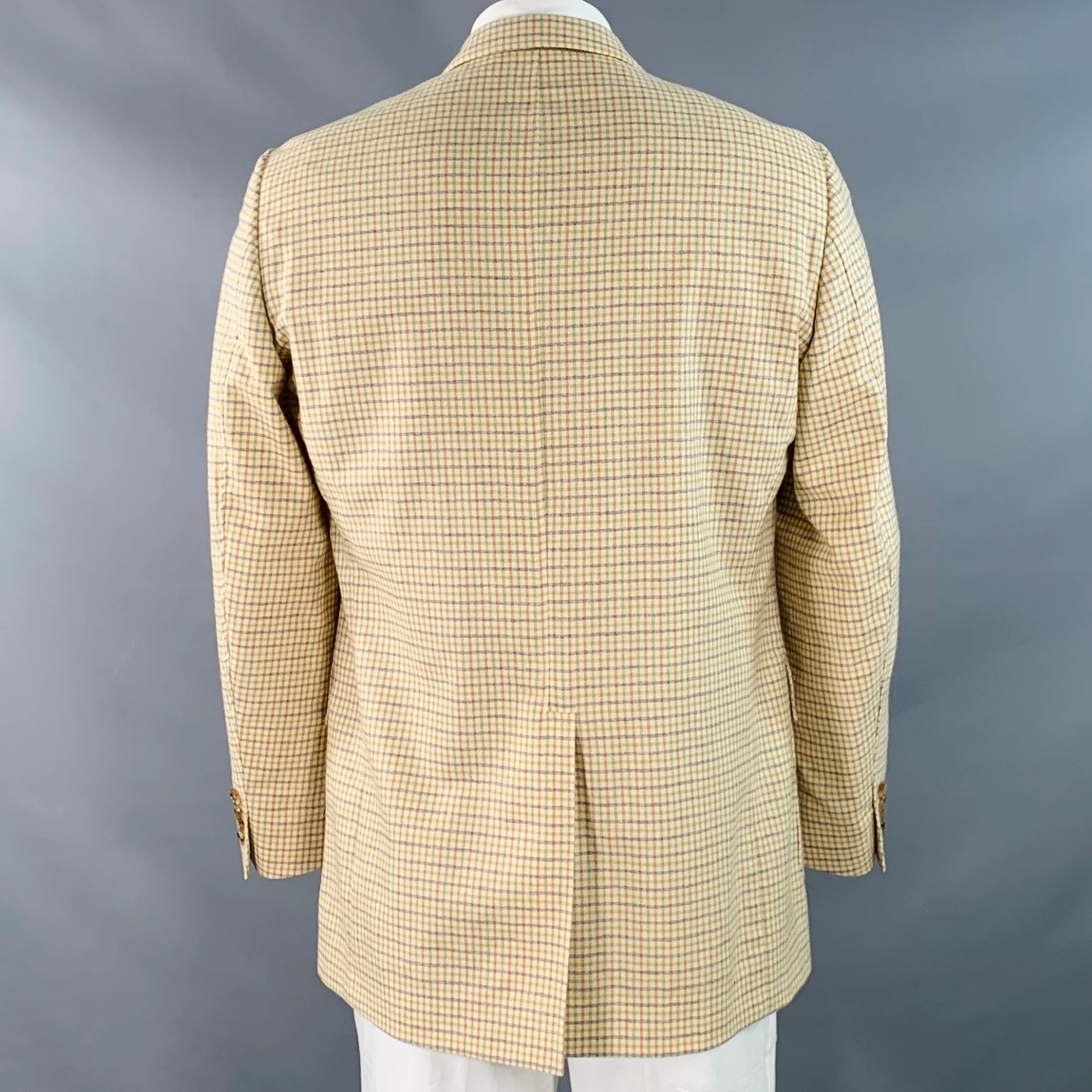 O'CONNELL'S Size 42 Yellow Multi Color Checkered Cashmere Sport Coat - Image 4