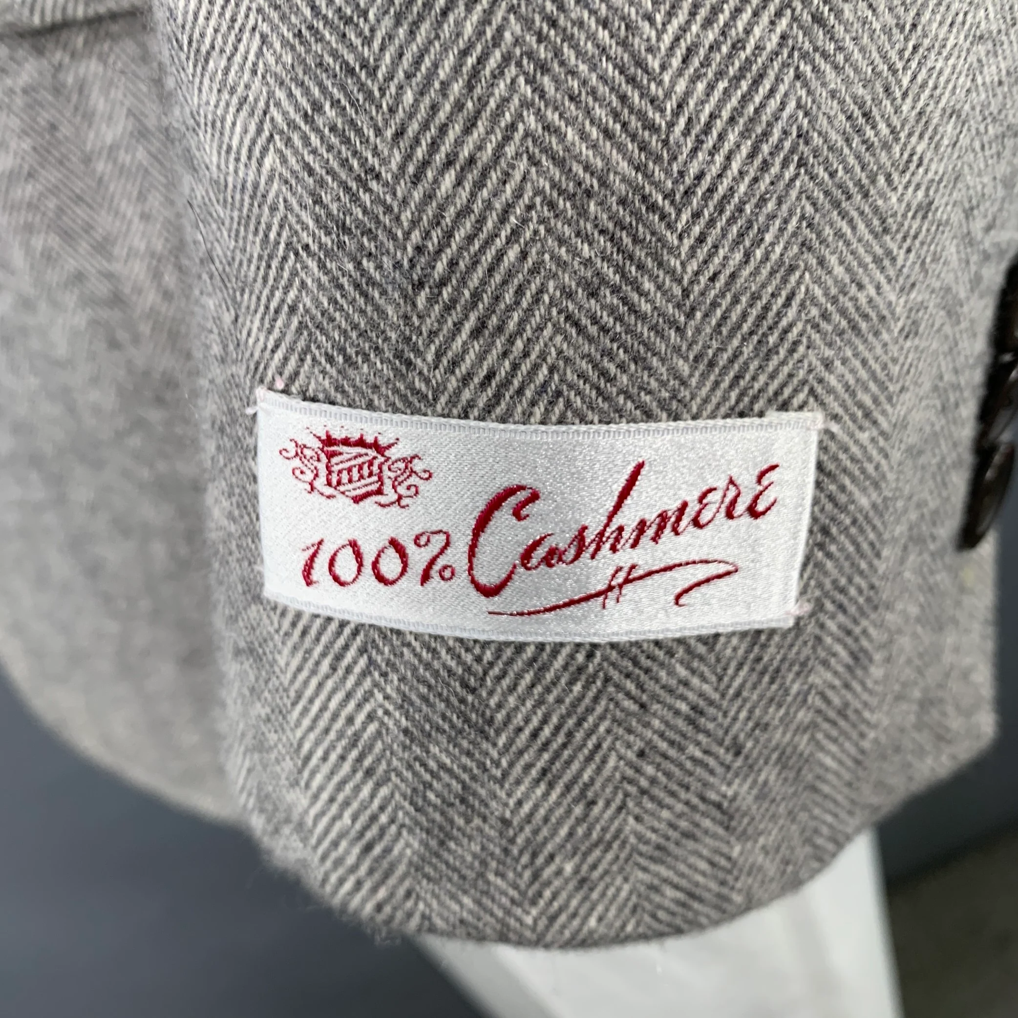 O'CONNELL'S Size L Grey Herringbone Cashmere Notch Lapel Sport Coat - Image 6