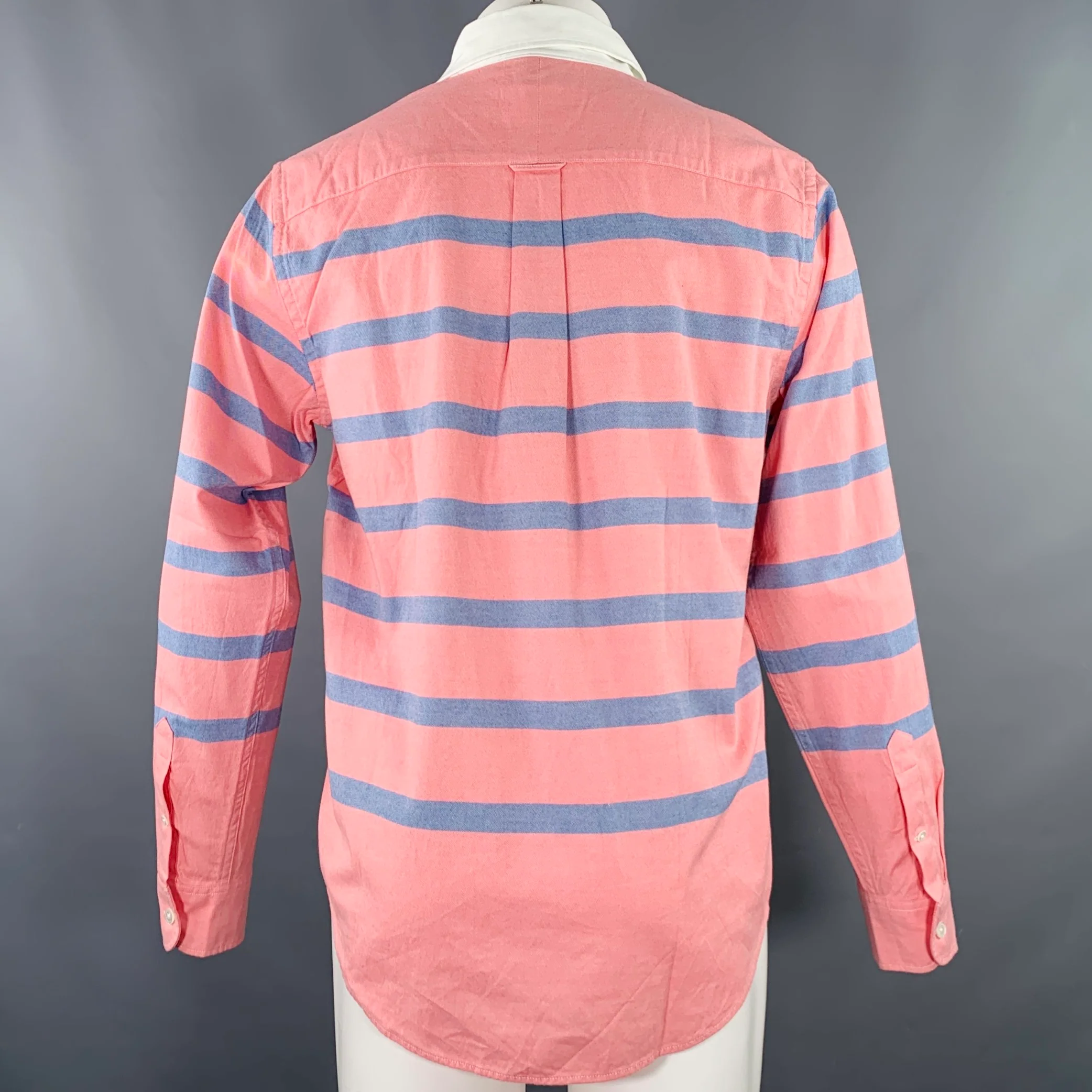 OCTOBER'S VERY OWN Size S Pink Blue Stripe Cotton Rugby Long Sleeve Shirt - Image 4