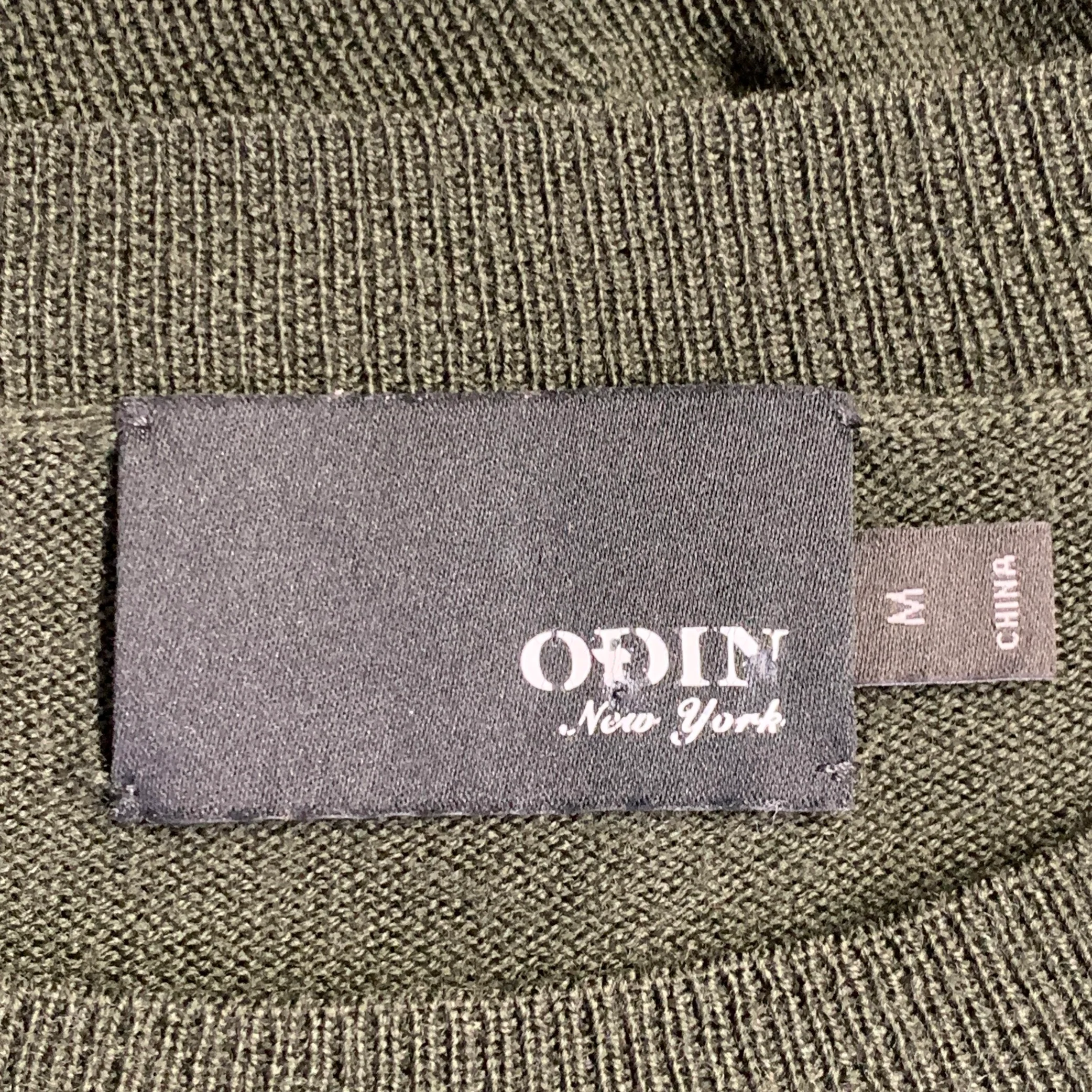 ODIN Size M Forest Green Knit Cashwool Faux Suede Crew Neck Pullover - Image 7
