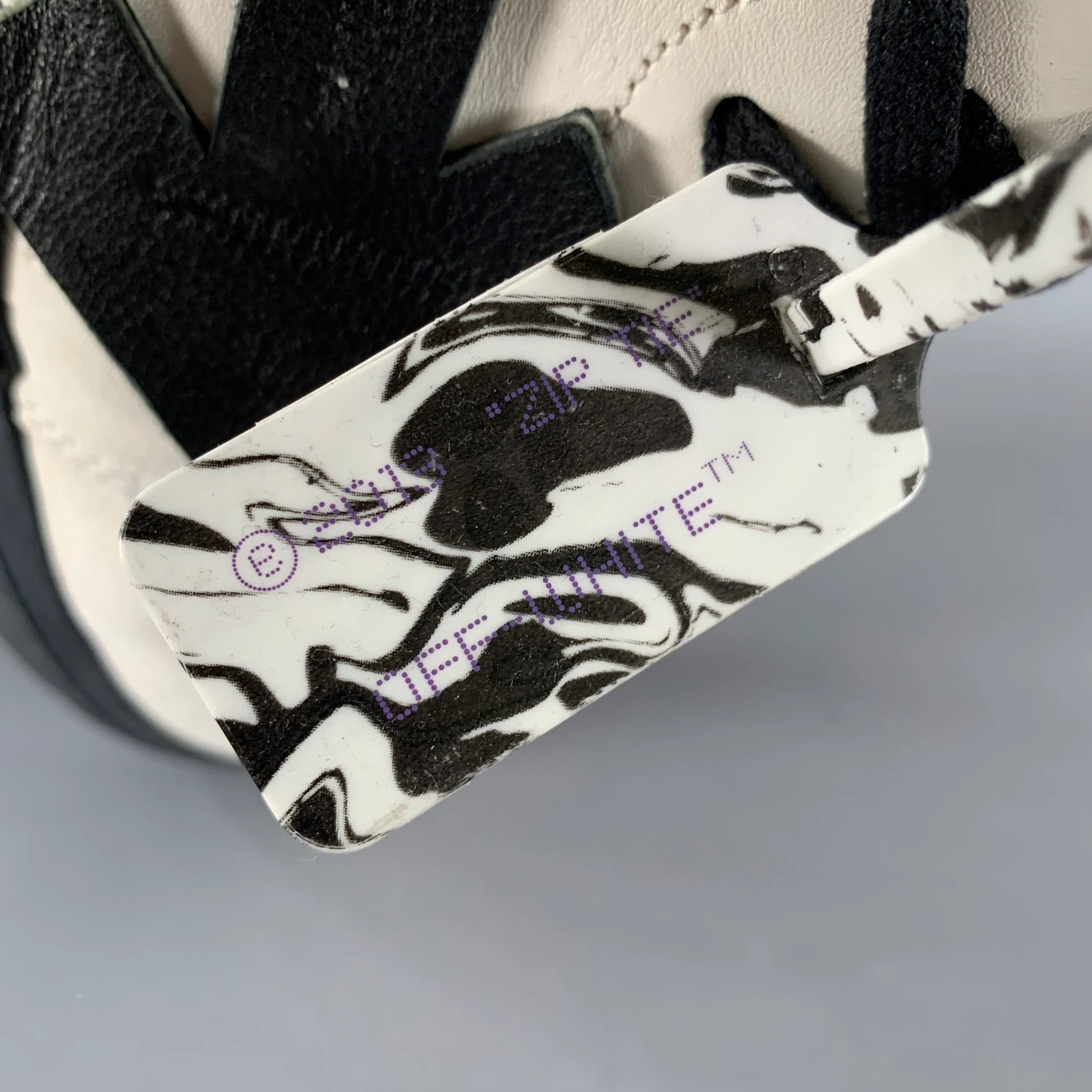 OFF-WHITE Size 12 Off White Black & Orange Leather High Top Sneakers - Image 3