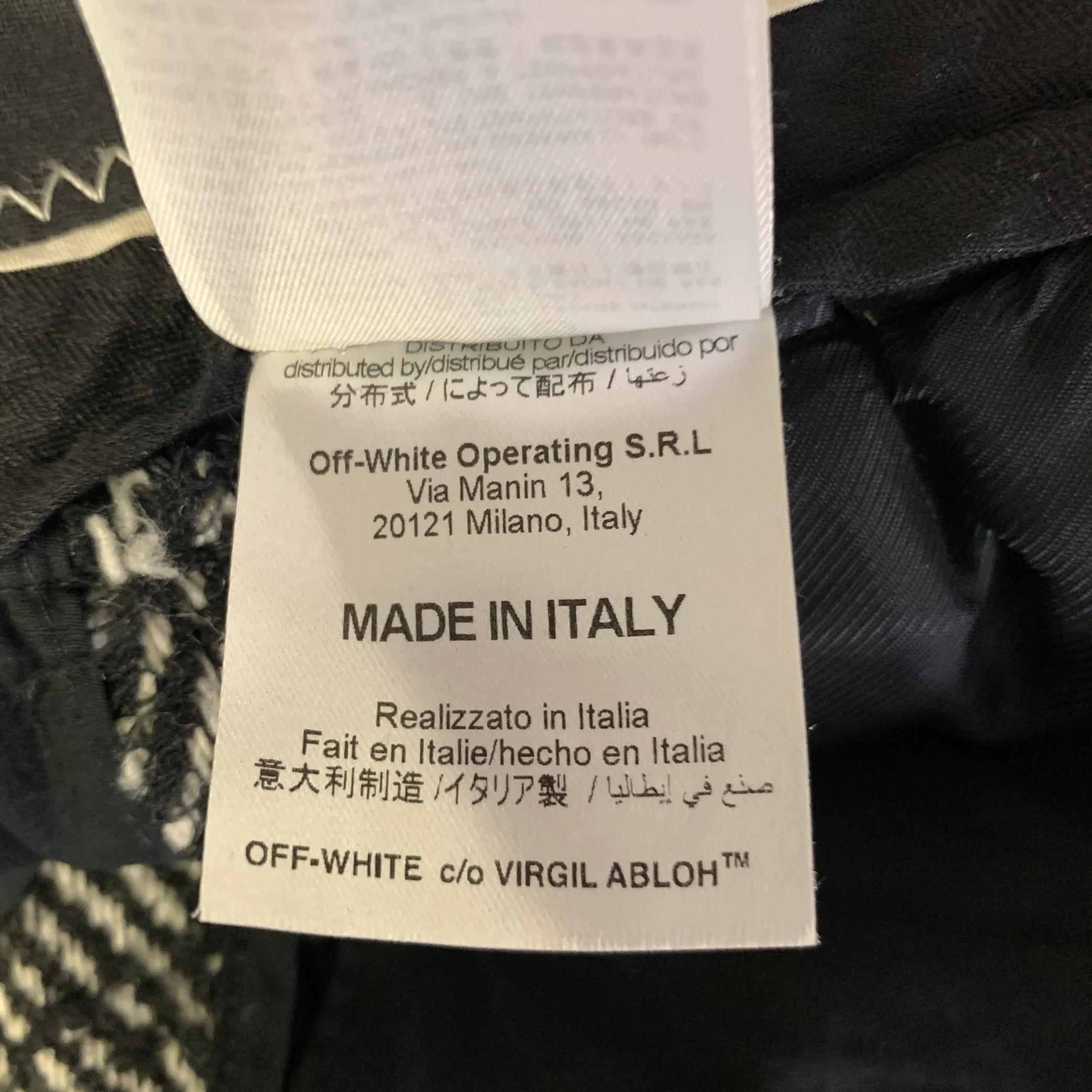 OFF-WHITE Size 30 White Black Herringbone Acrylic Blend Pleated Pants - Image 7