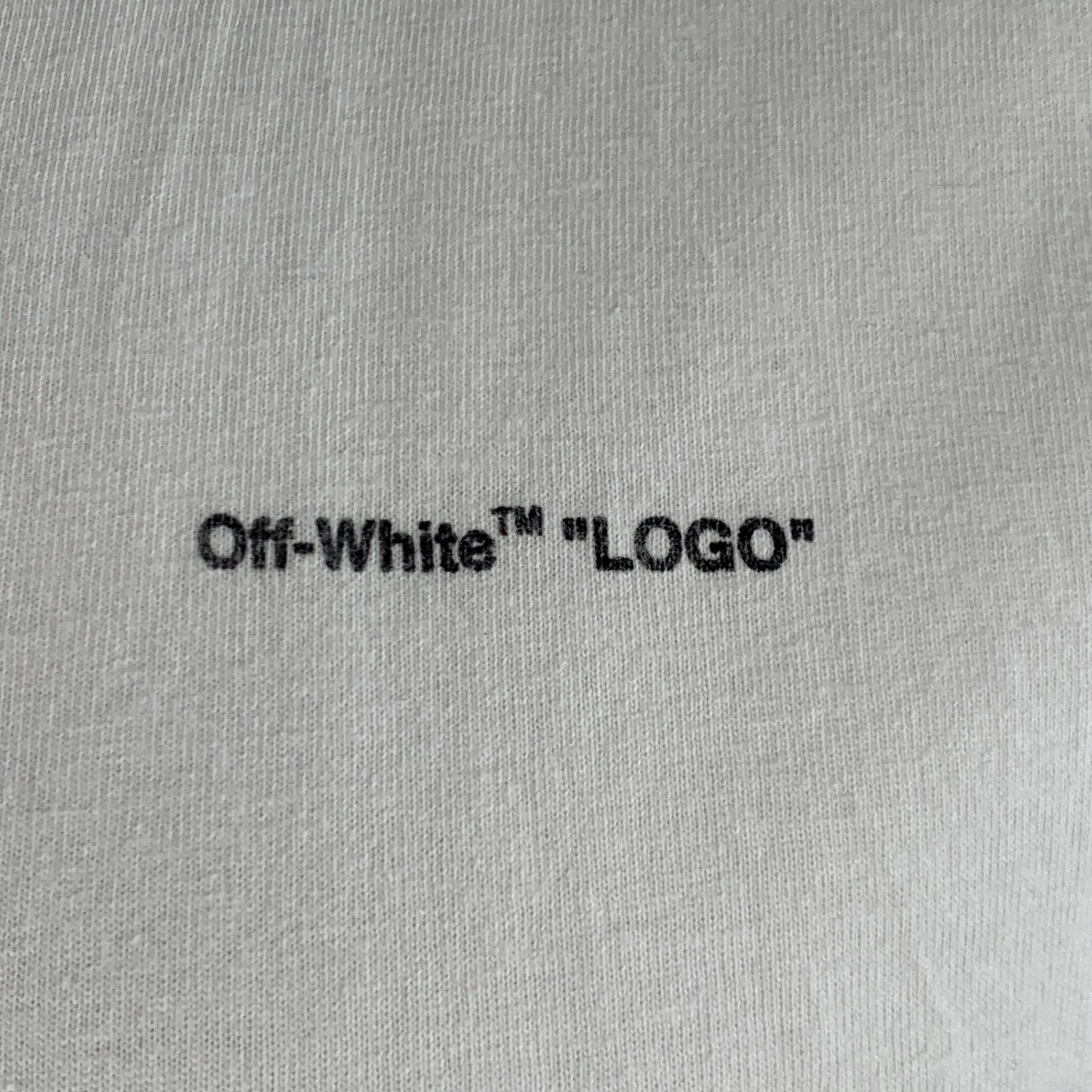 OFF-WHITE Size L White Black Logo Cotton Crew Neck T-shirt - Image 2
